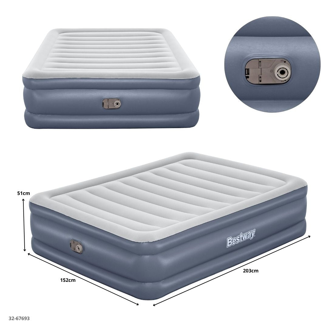 COLCHON INFLABLE KING GRIS + INFLADOR 203*193*56CM