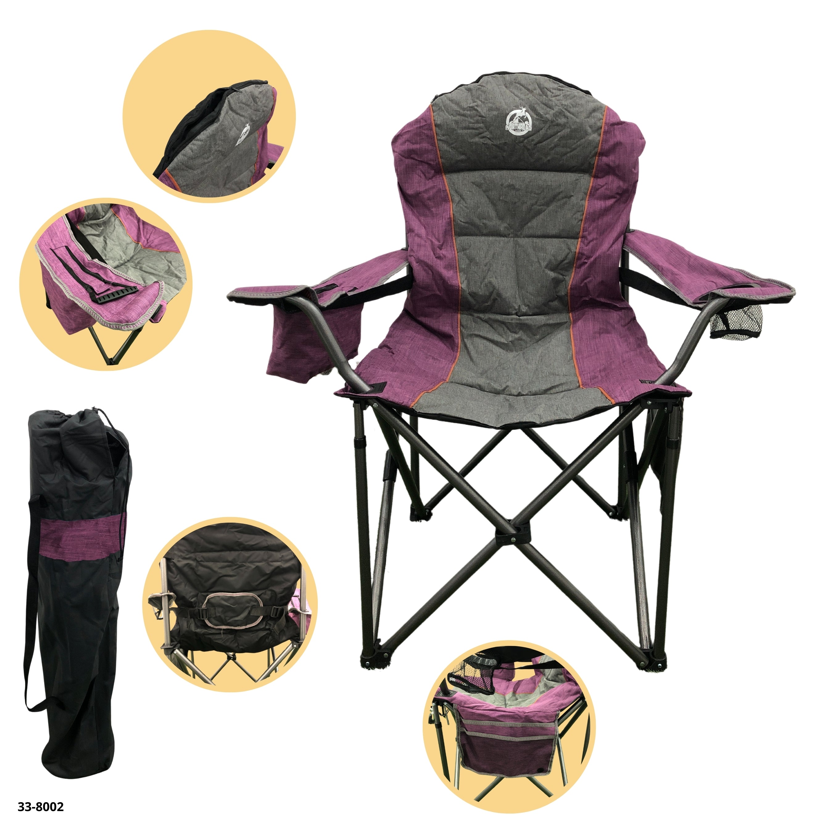 SILLA CAMPING FUSHIA/GRIS DE LUJO