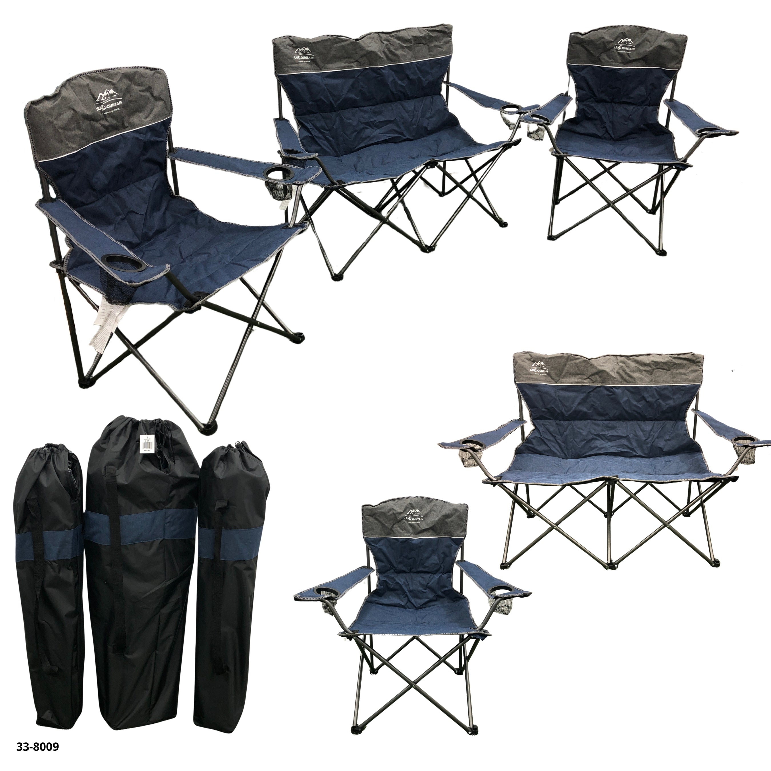 JGO 3 SILLAS CAMPING AZUL/GRIS