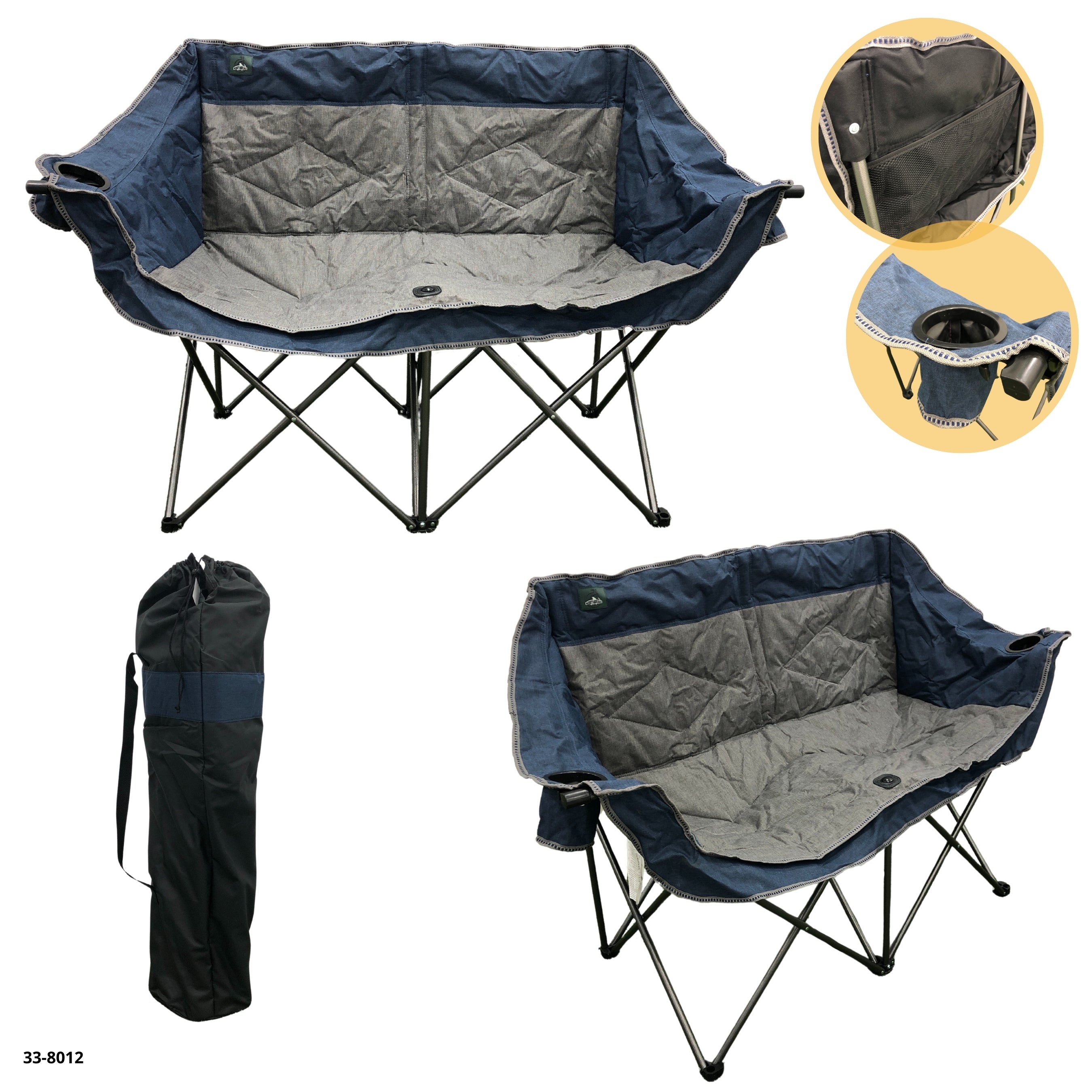 SILLA CAMPING DOBLE AZUL/GRIS