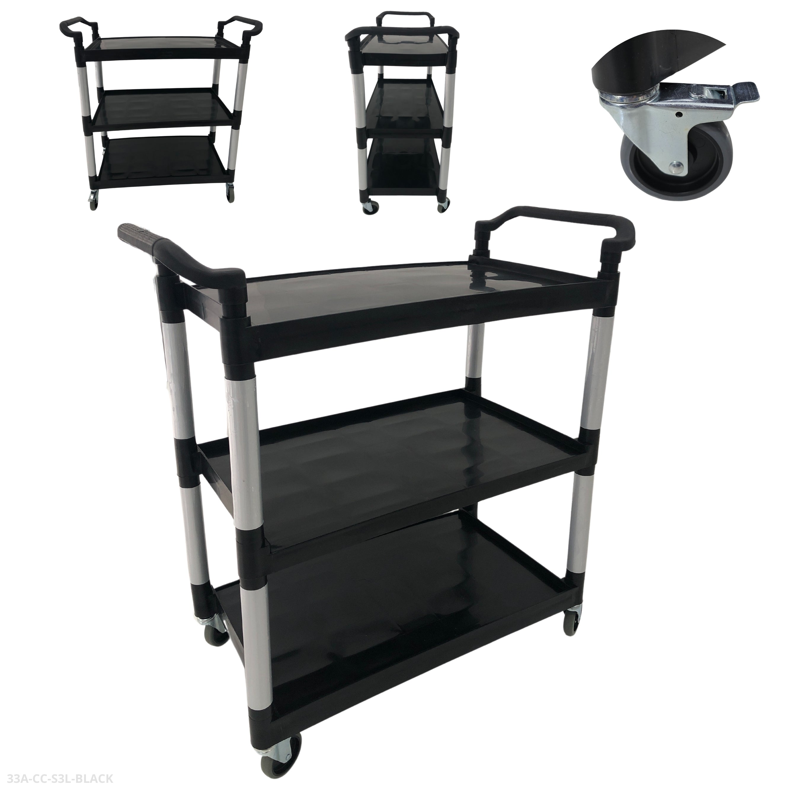 CARRO GRANDE NEGRO DE ALMACENAMIENTO PARA COMIDA