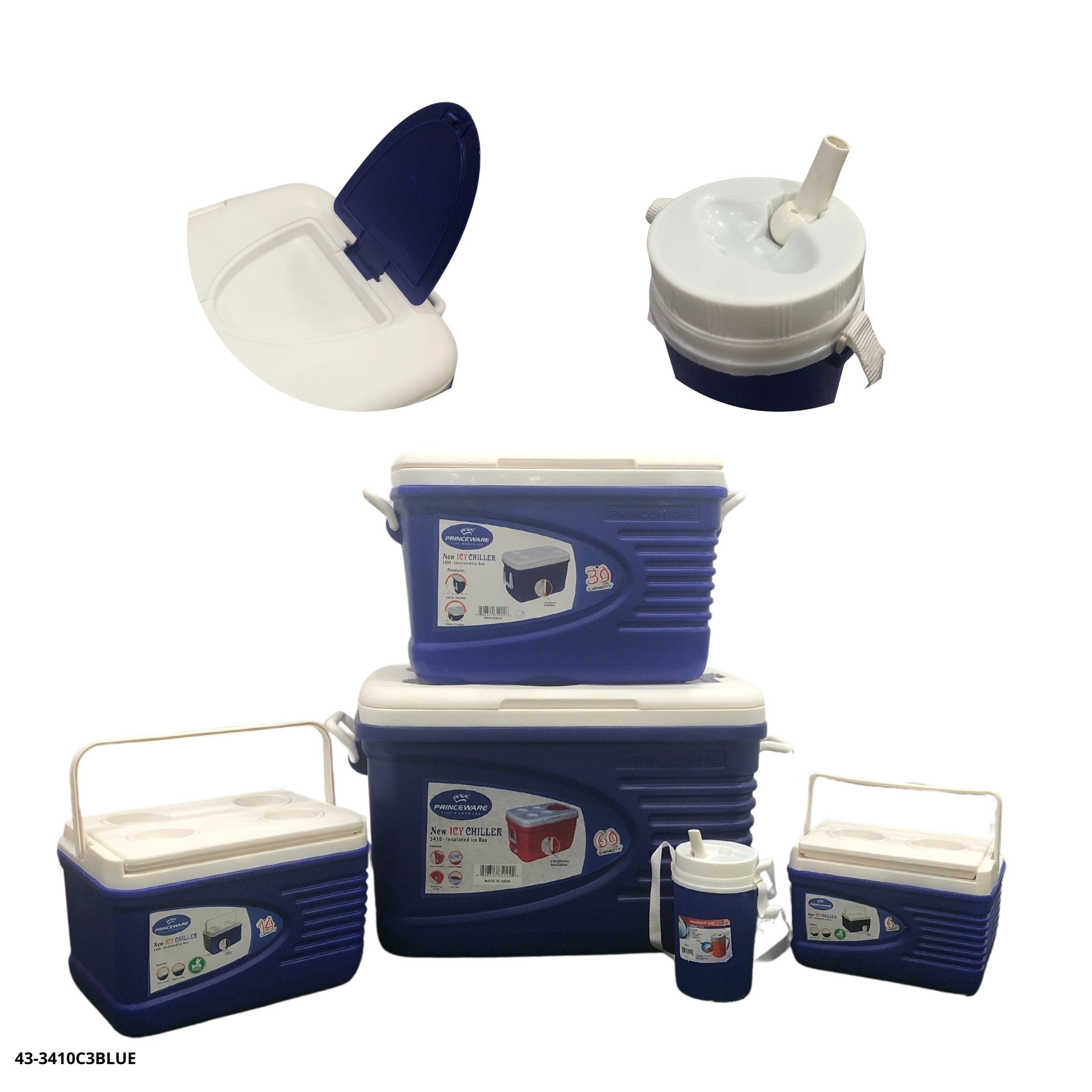 HIELERA AZUL SET 5 PZAS (60L+30L+14L+6L+1.25L)
