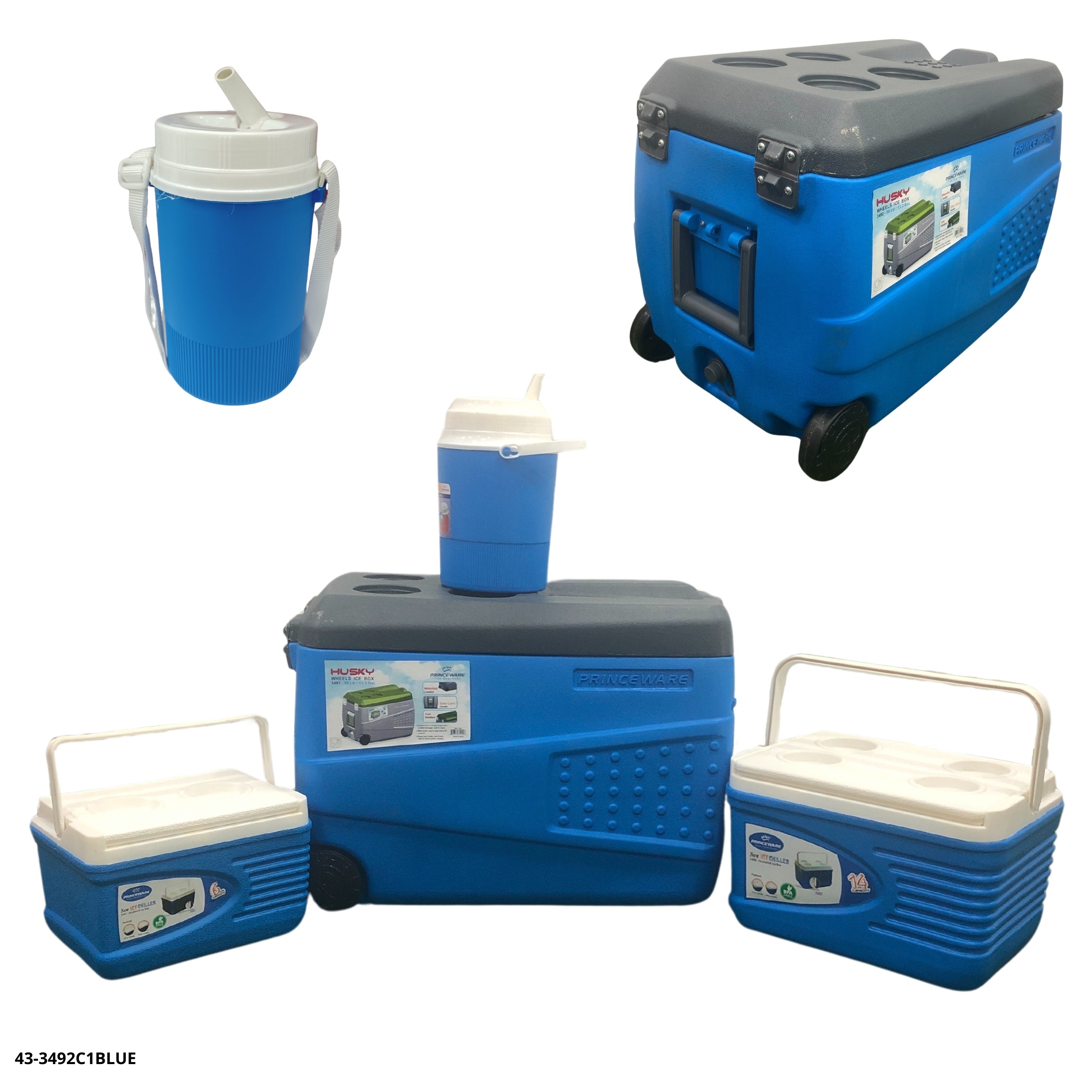 HIELERA AZUL SET 5 PZAS (50L+14L+6L+2.4L+1.25L)