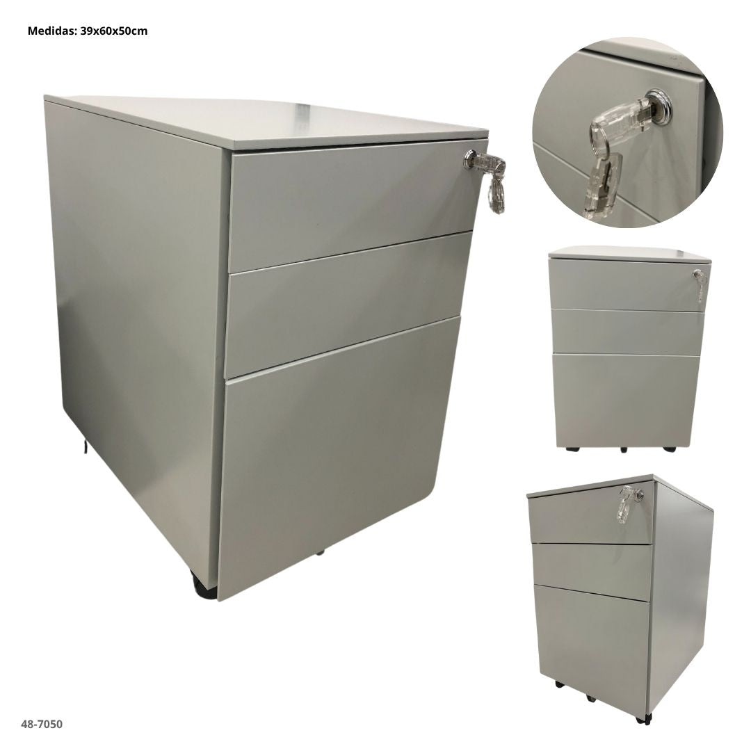 ARCHIVADOR METALICO 3 GAVETAS PEQUEÑO CON RUEDAS