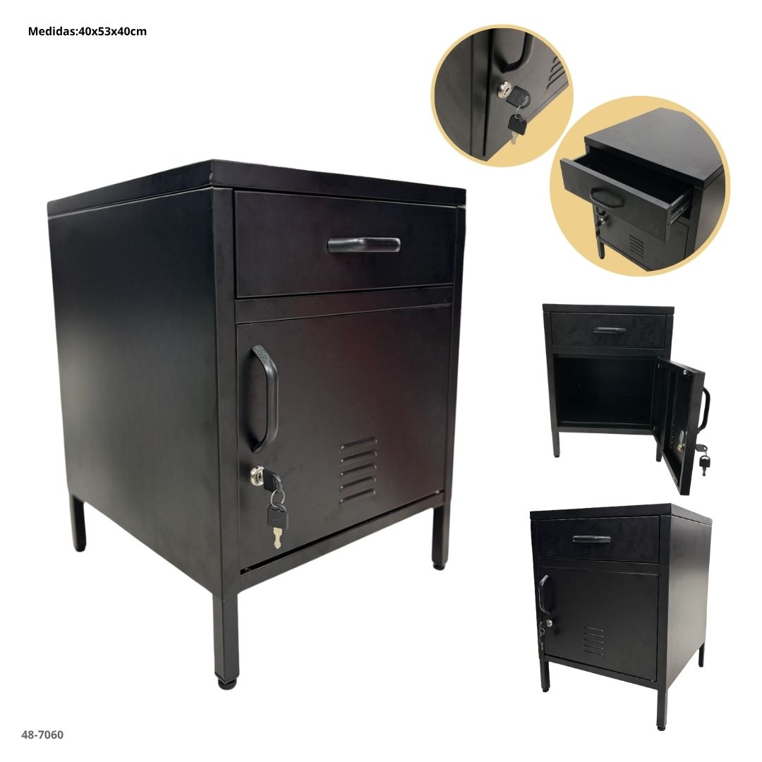 ARCHIVADOR METALICO 1 GAVETAS 1 PUERTA PEQUEÑO NEGRO