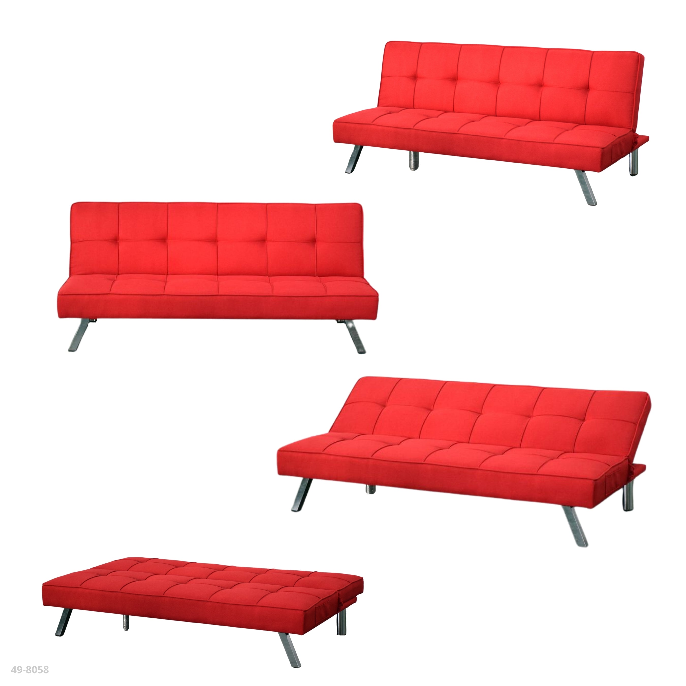 SOFA CAMA ROJO/PATAS DE METAL