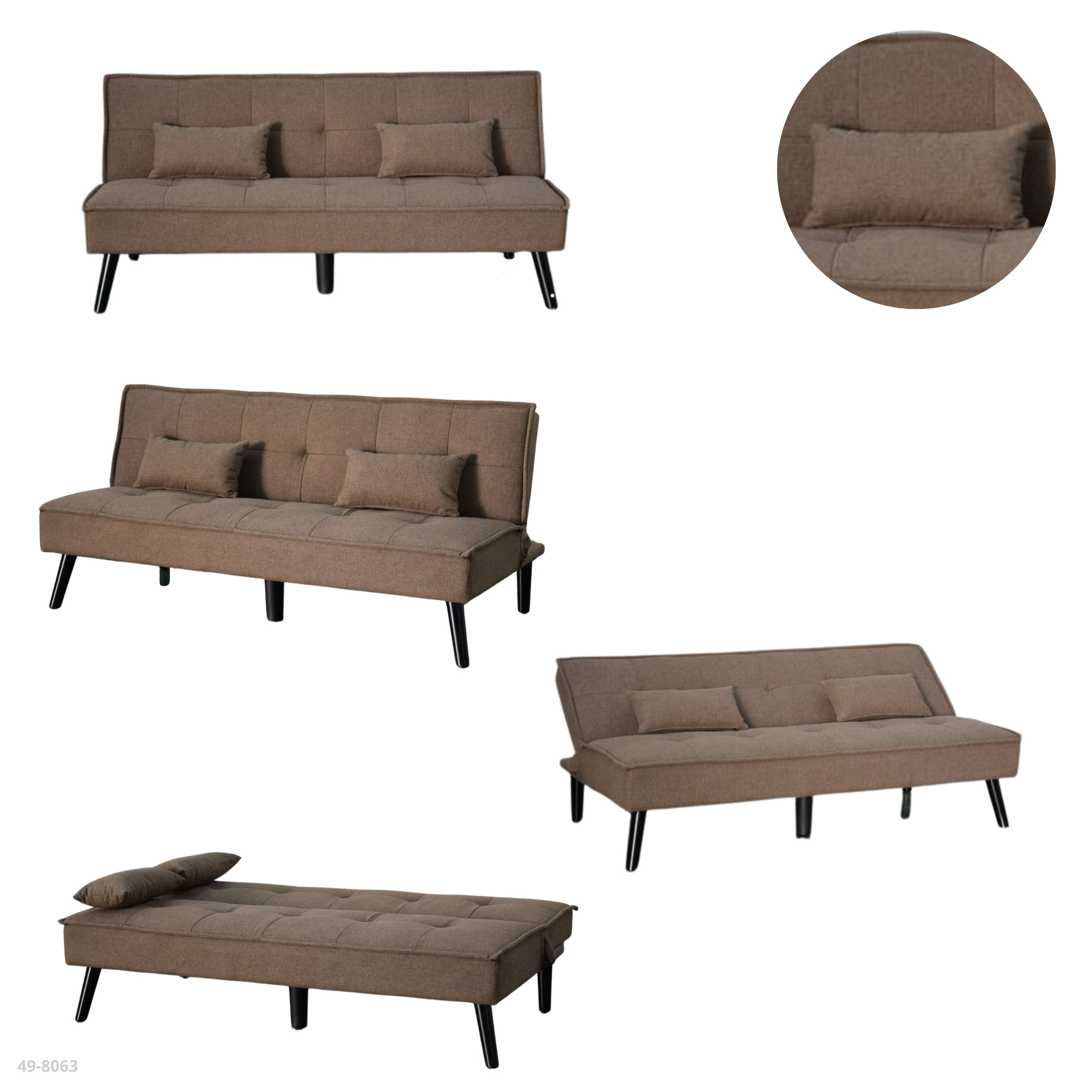 SOFA CAMA CHOCOLATE/ PATAS NEGRAS