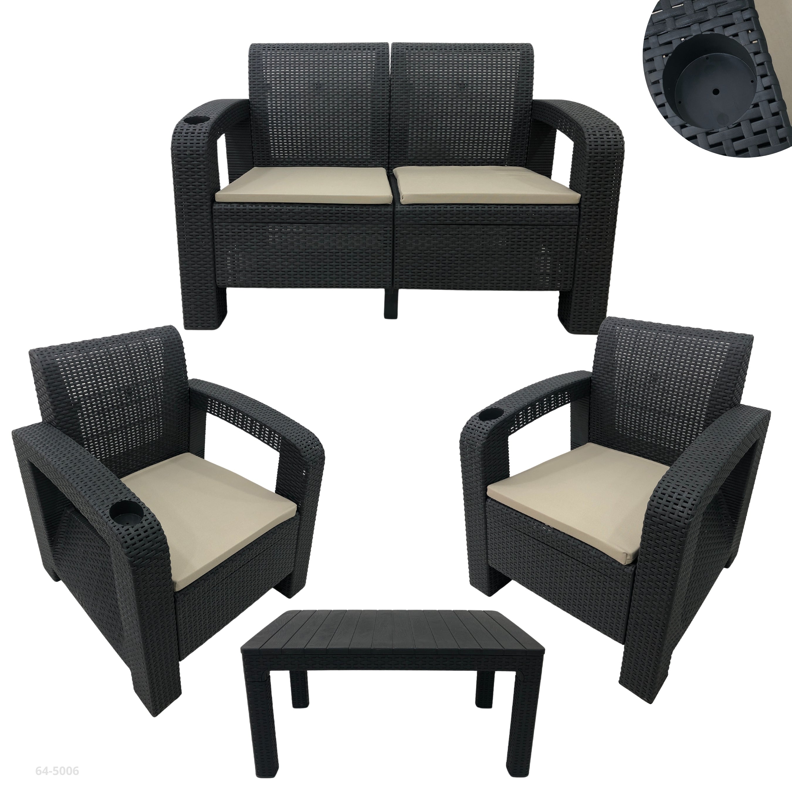 PLASTIC 5-SEAT TERRACE SET SATANA / 8-0867