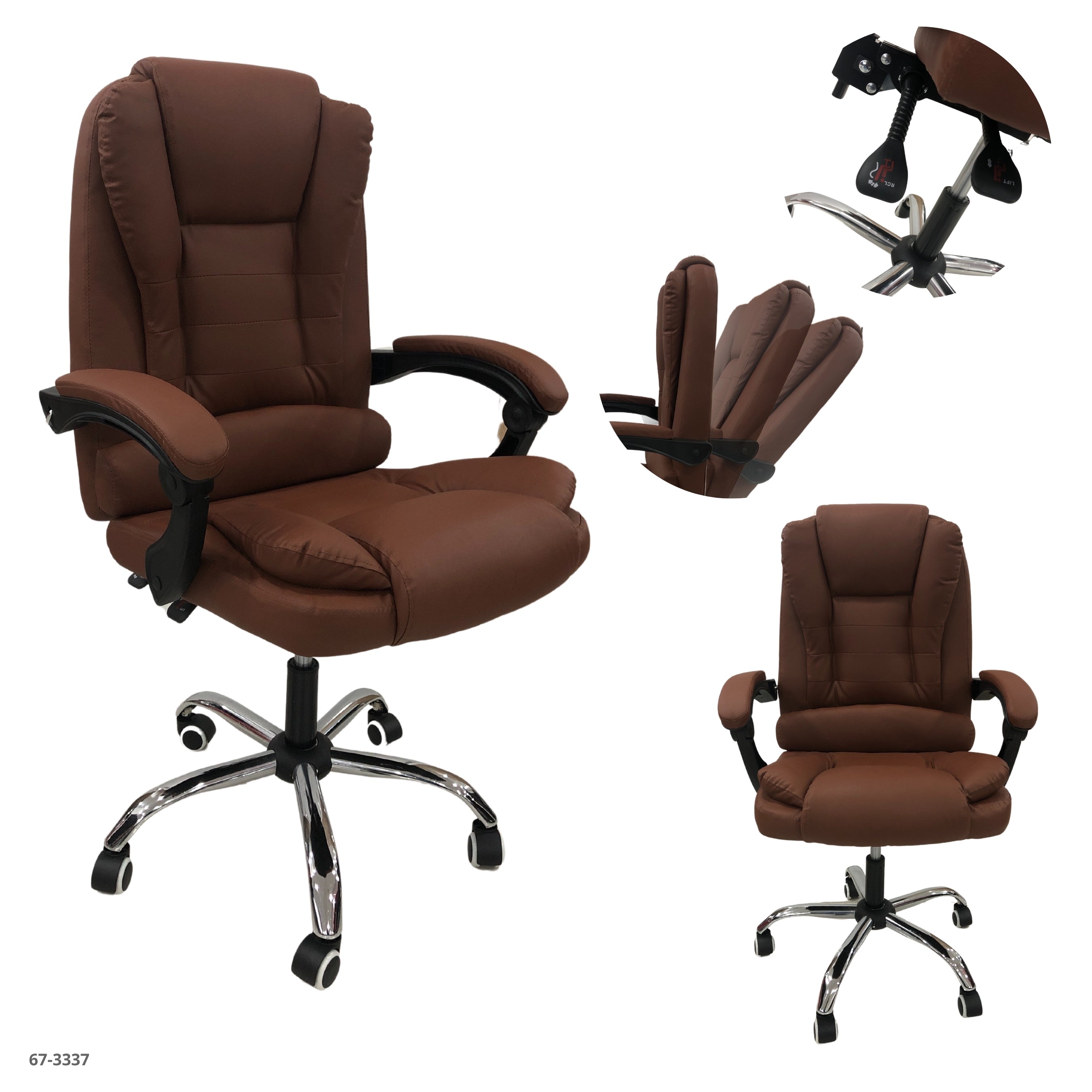 SILLA DE OFICINA CUERINA KAKY OSCURO