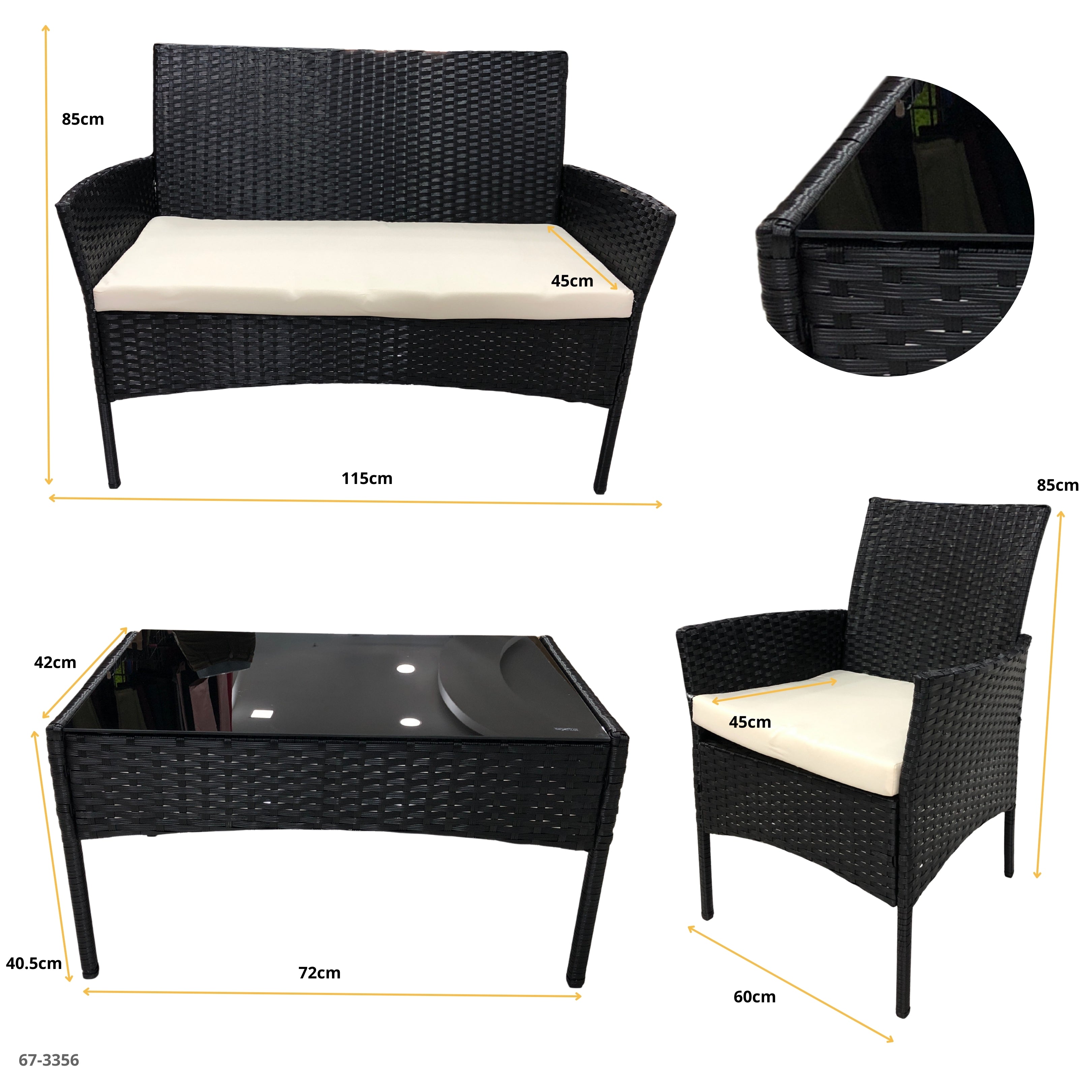 JUEGO DE SOFA 4PZAS NEGRO