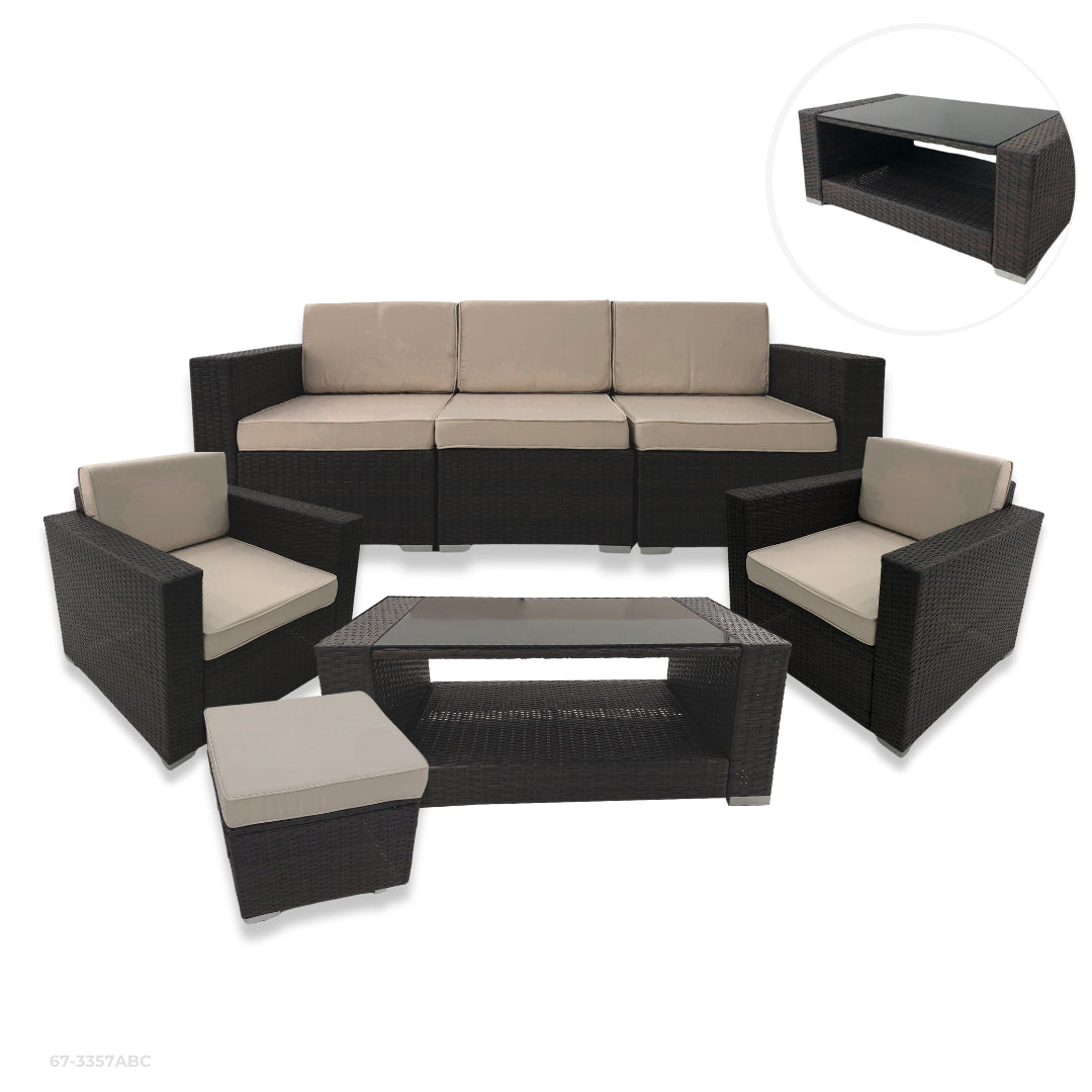 JUEGO DE SOFA 5 PZAS COLOR CHOCOLATE