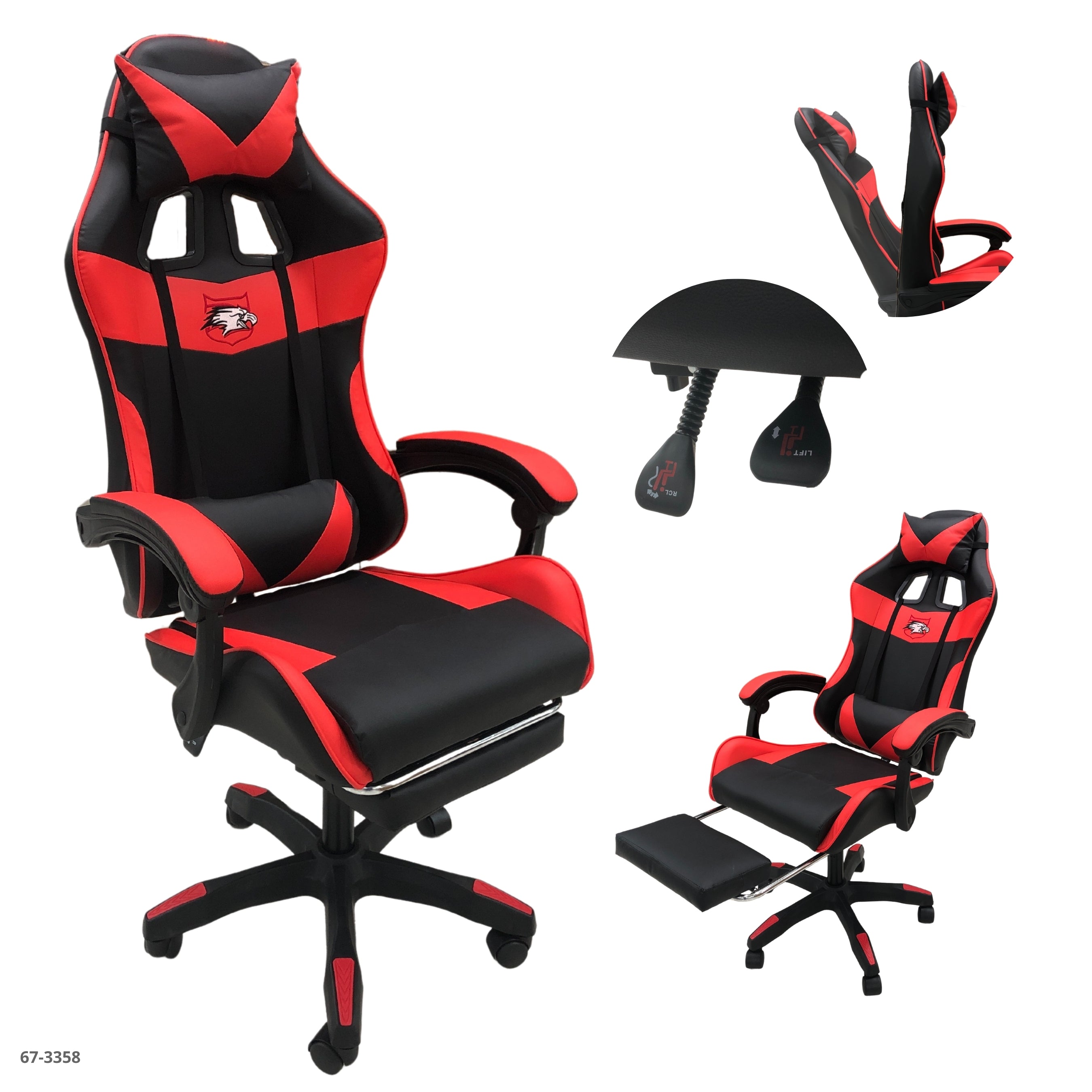 SILLA GAMING NEGRO/ROJO CON REPOSA PIE