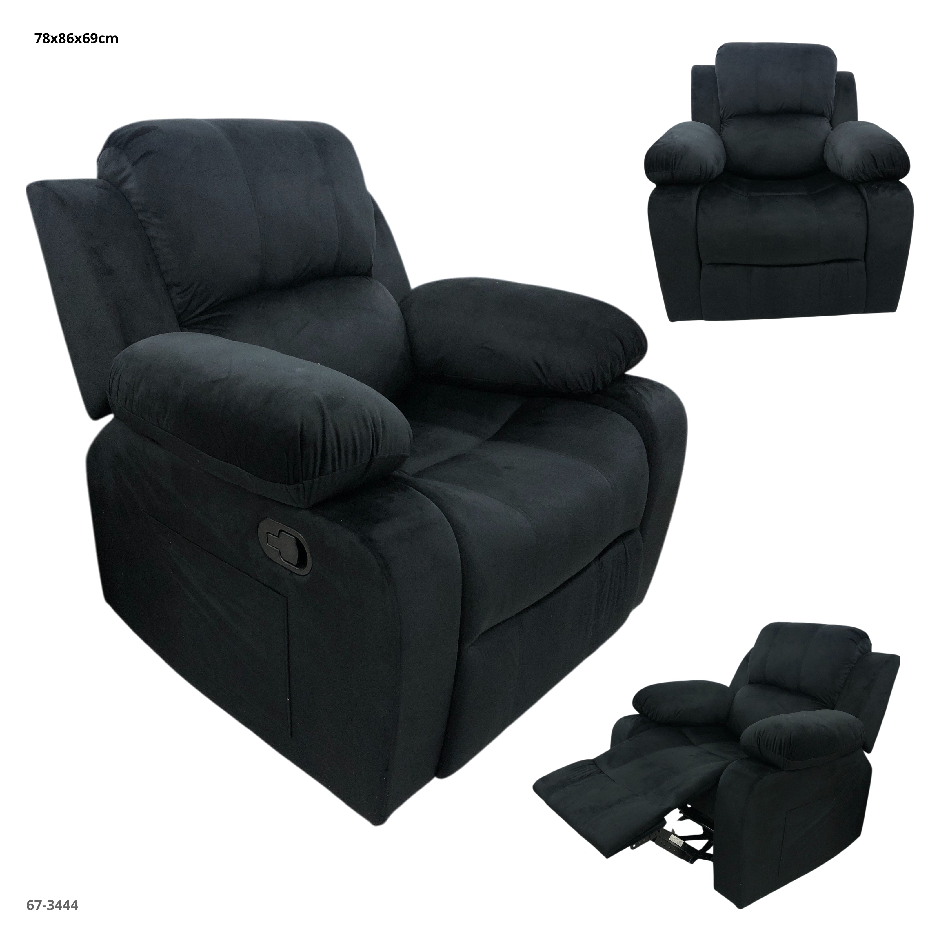 SOFA RECLINABLE GIRATORIO MECEDORA DE TERCIOPELO NEGRO