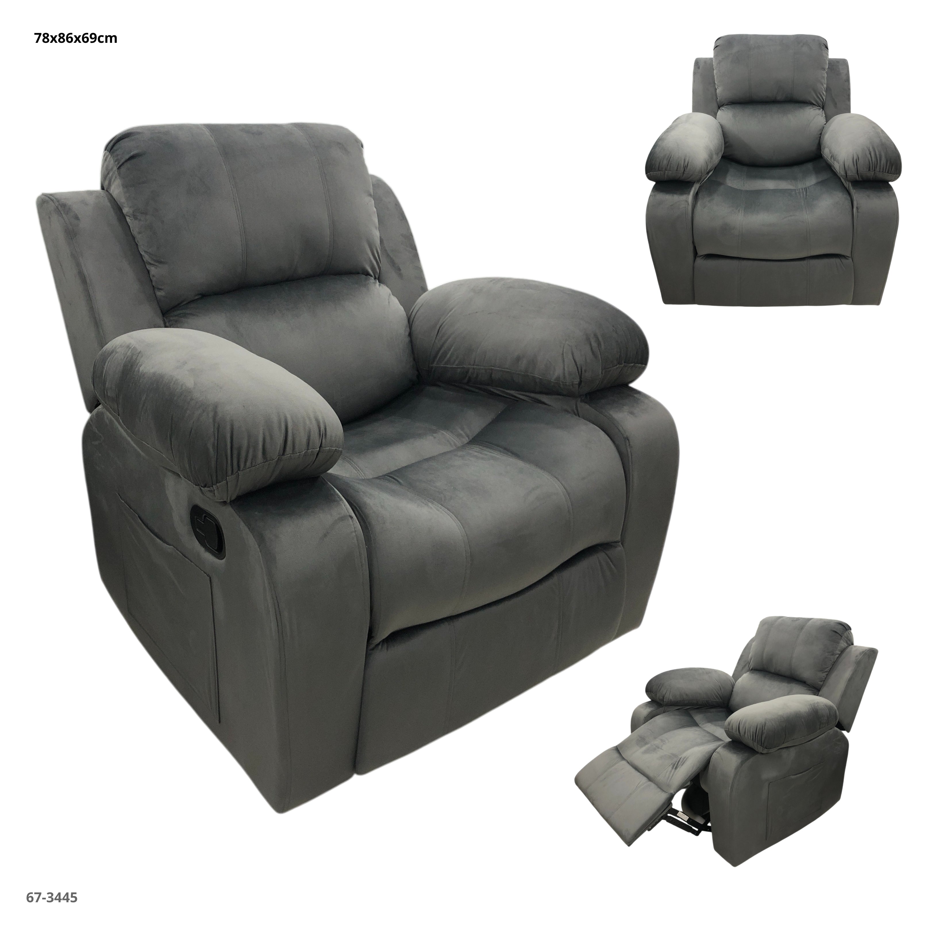 SOFA RECLINABLE GIRATORIO MECEDORA DE TERCIOPELO GRIS