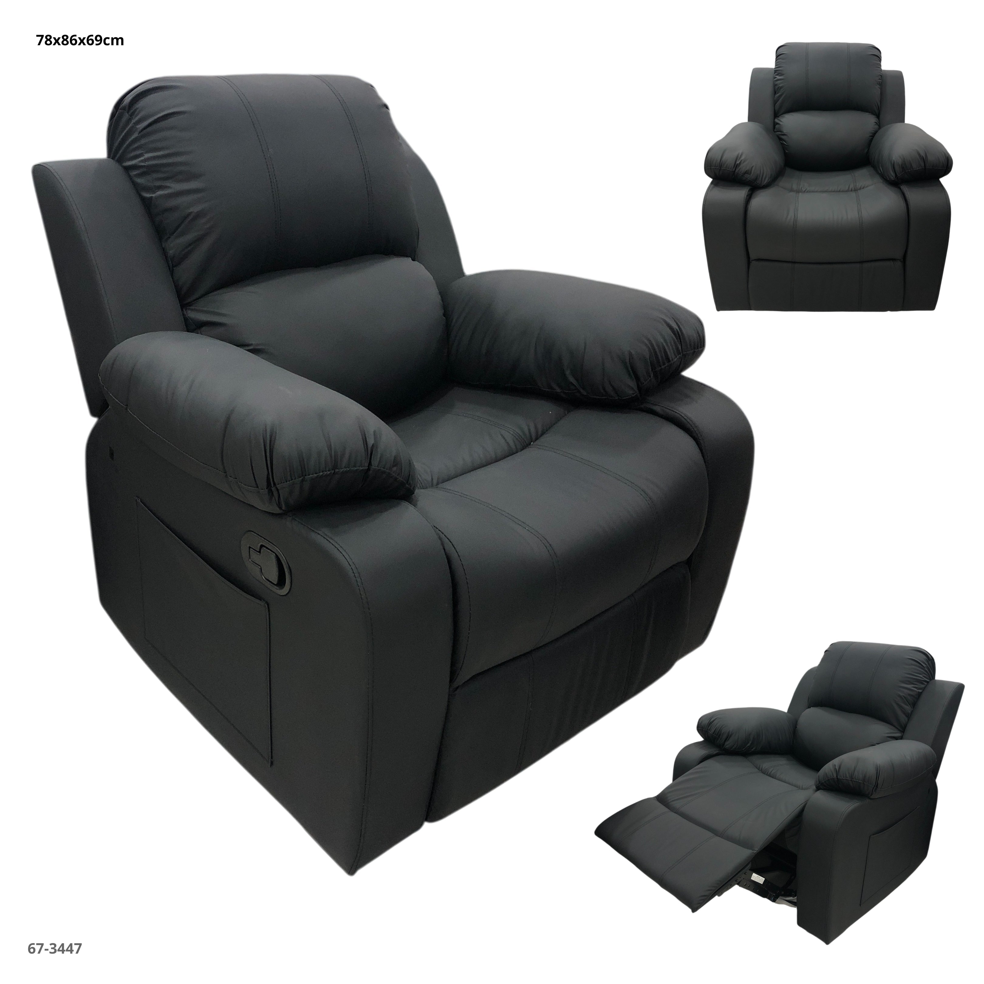SOFA RECLINABLE GIRATORIO MECEDORA DE CUERINA NEGRO