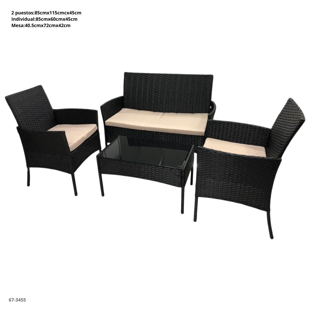 JUEGO DE SOFA 4PZAS NEGRO 1