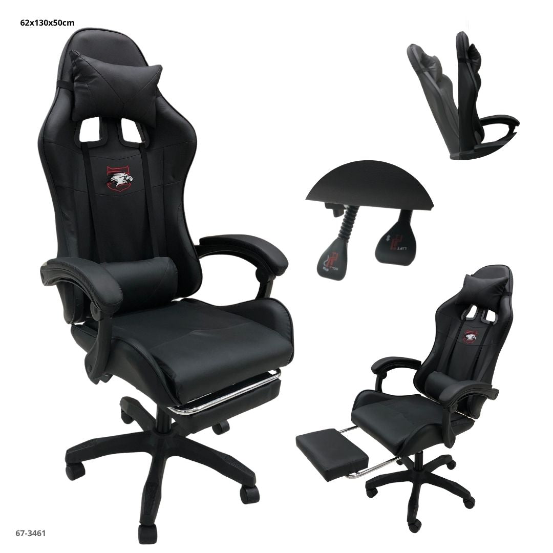 SILLA GAMING NEGRO CON REPOSA PIE