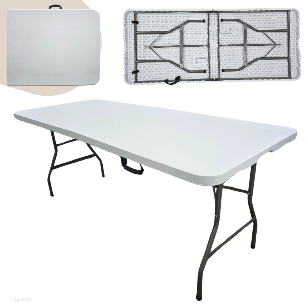 MESA 6' PLEGABLE DE PLASTICO BLANCO ESP 4CM 180X75X75 cm