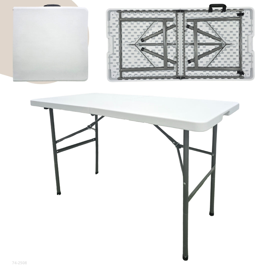 MESA 4' PLEGABLE DE PLASTICO BLANCO ESP 4CM 122X75X60 cm