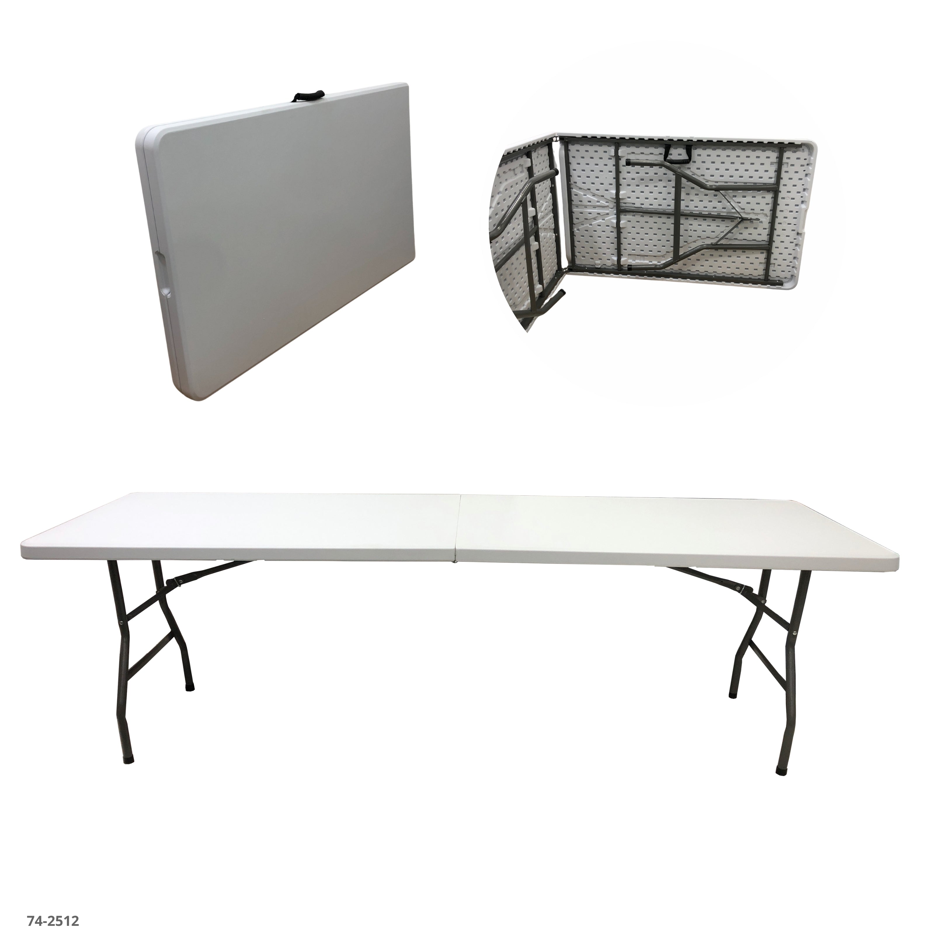 MESA 8' PLEGABLE DE PLASTICO GRIS ESP 4.5CM 240X76X74 cm