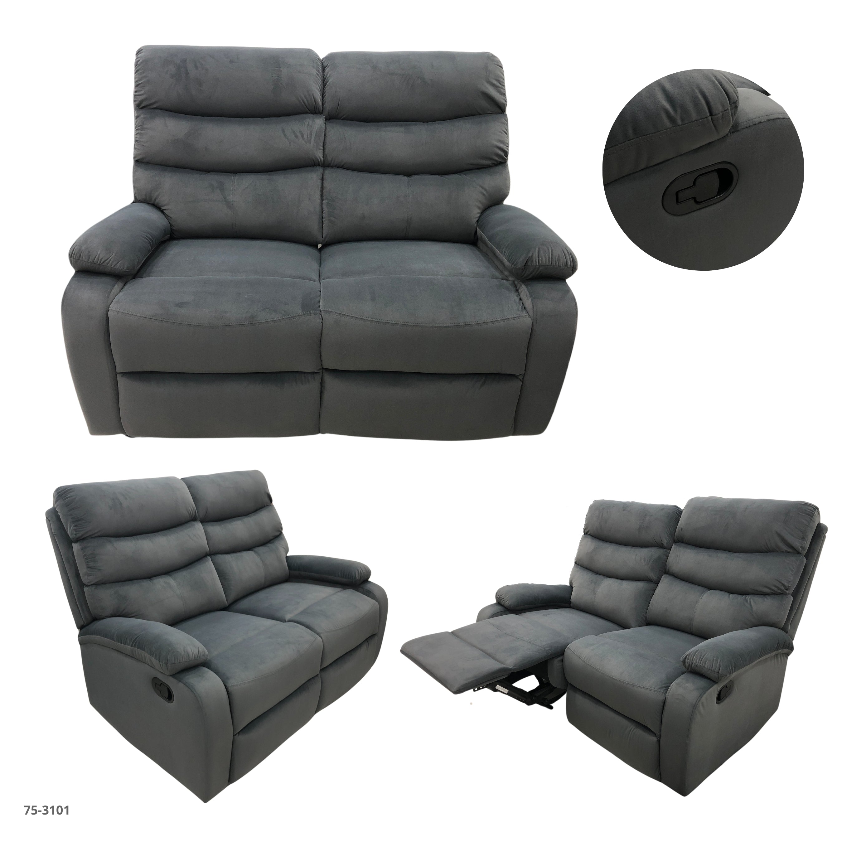 SOFA RECLINABLE DOBLE GRIS RECLINABLE