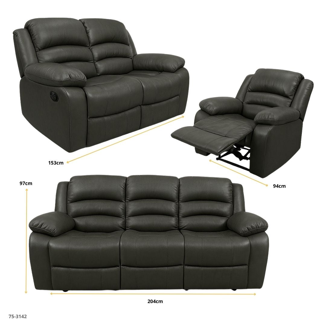 JUEGO DE SOFA GRIS RECLINABLE 3, 2, 1 CUERINA DE AIRE