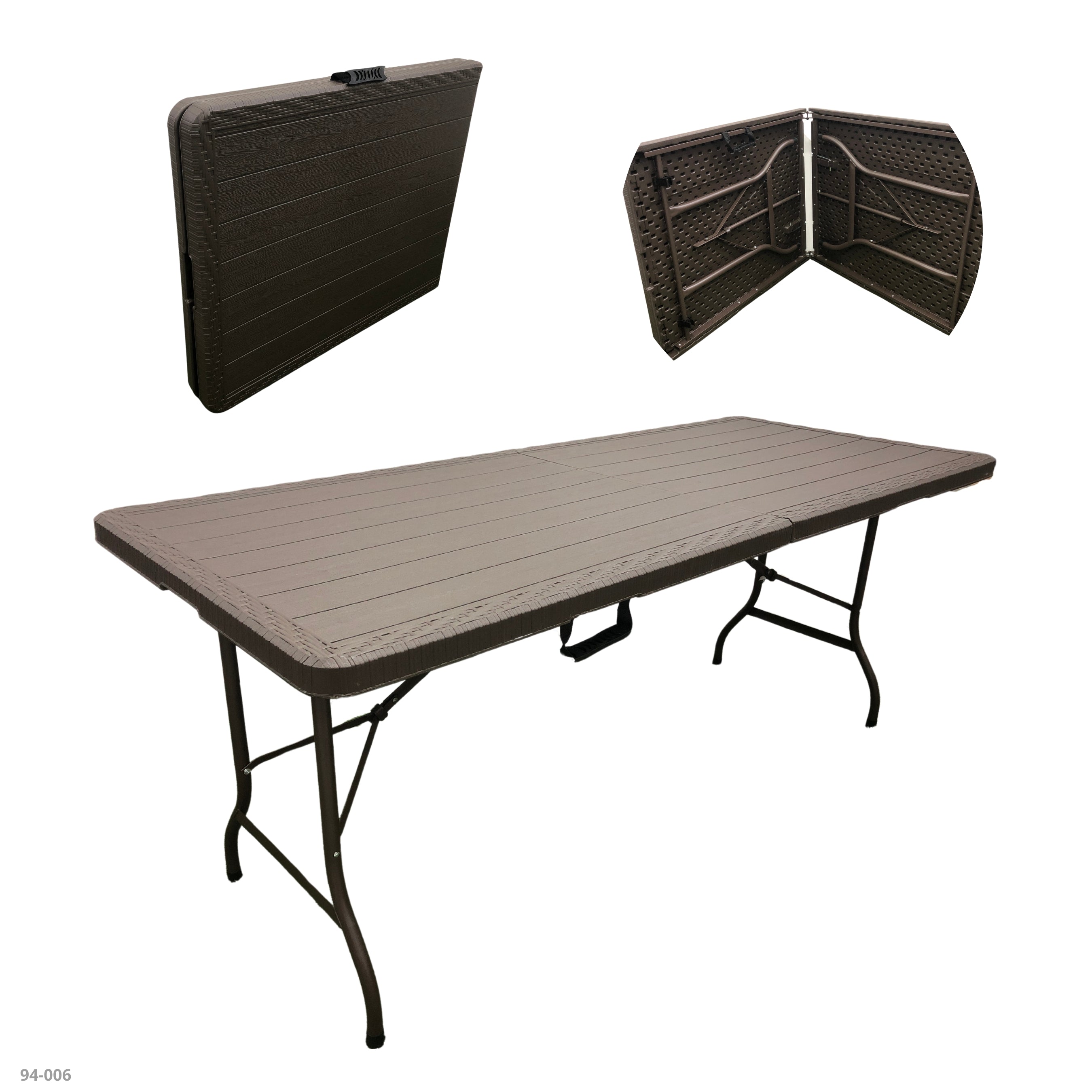 MESA 6' PLEGABLE BROWN DE PLASTICO ASPECTO MADERA CHOCO MZK-180