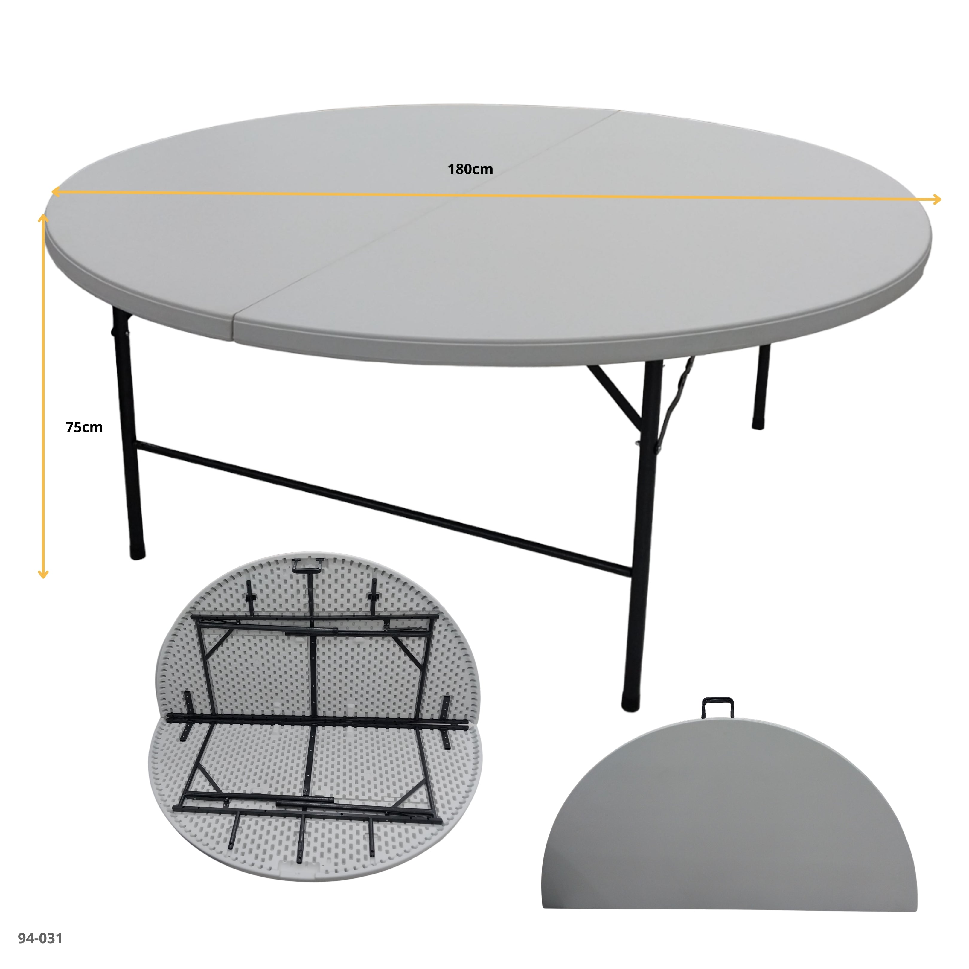 MESA REDONDA 180CM PLEGABLE BLANCO 180 X 74cm ZY-180