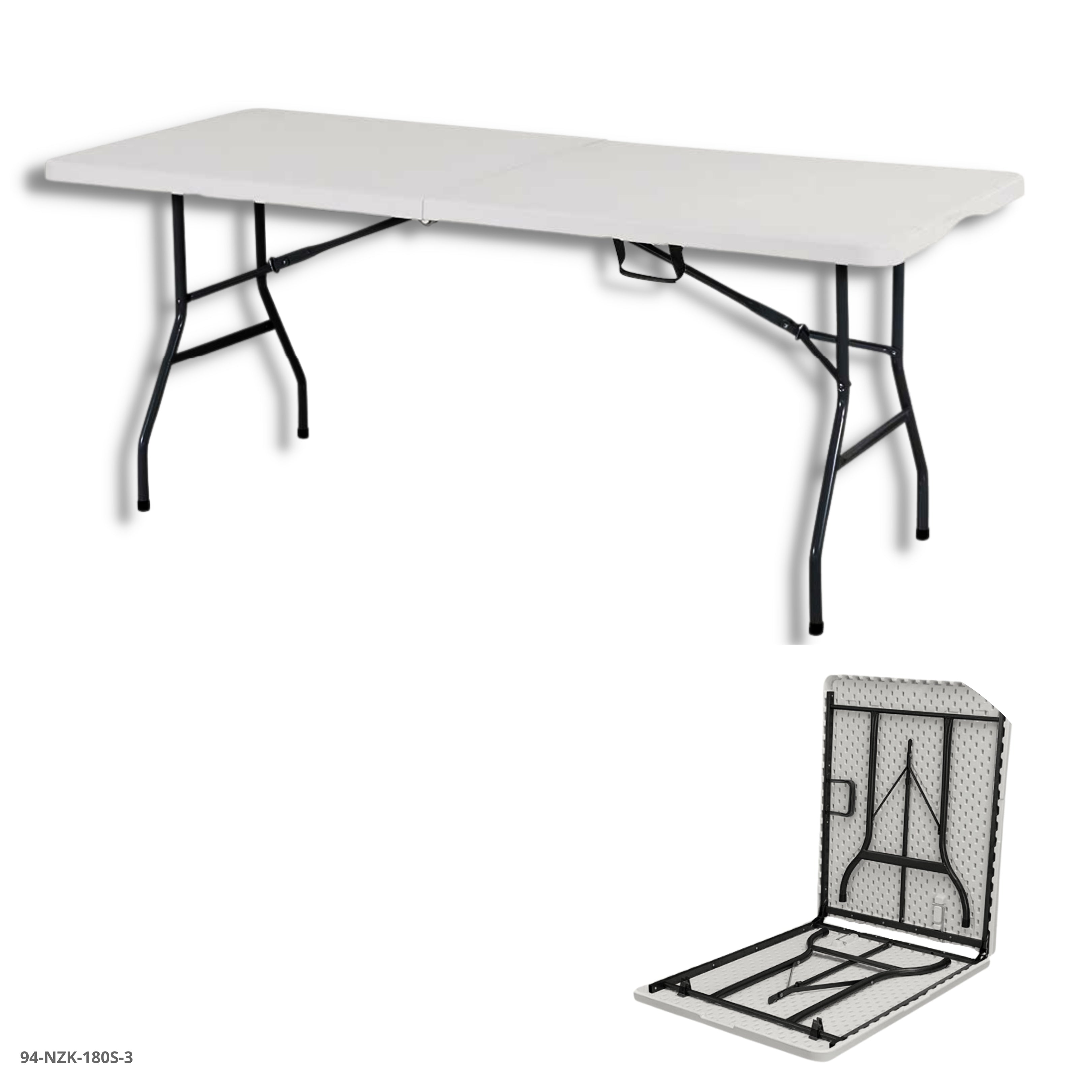 MESA 6' PLEGABLE DE PLASTICO BLANCO ESP. 3.3 CM 180 CMX 70CM X 74CM