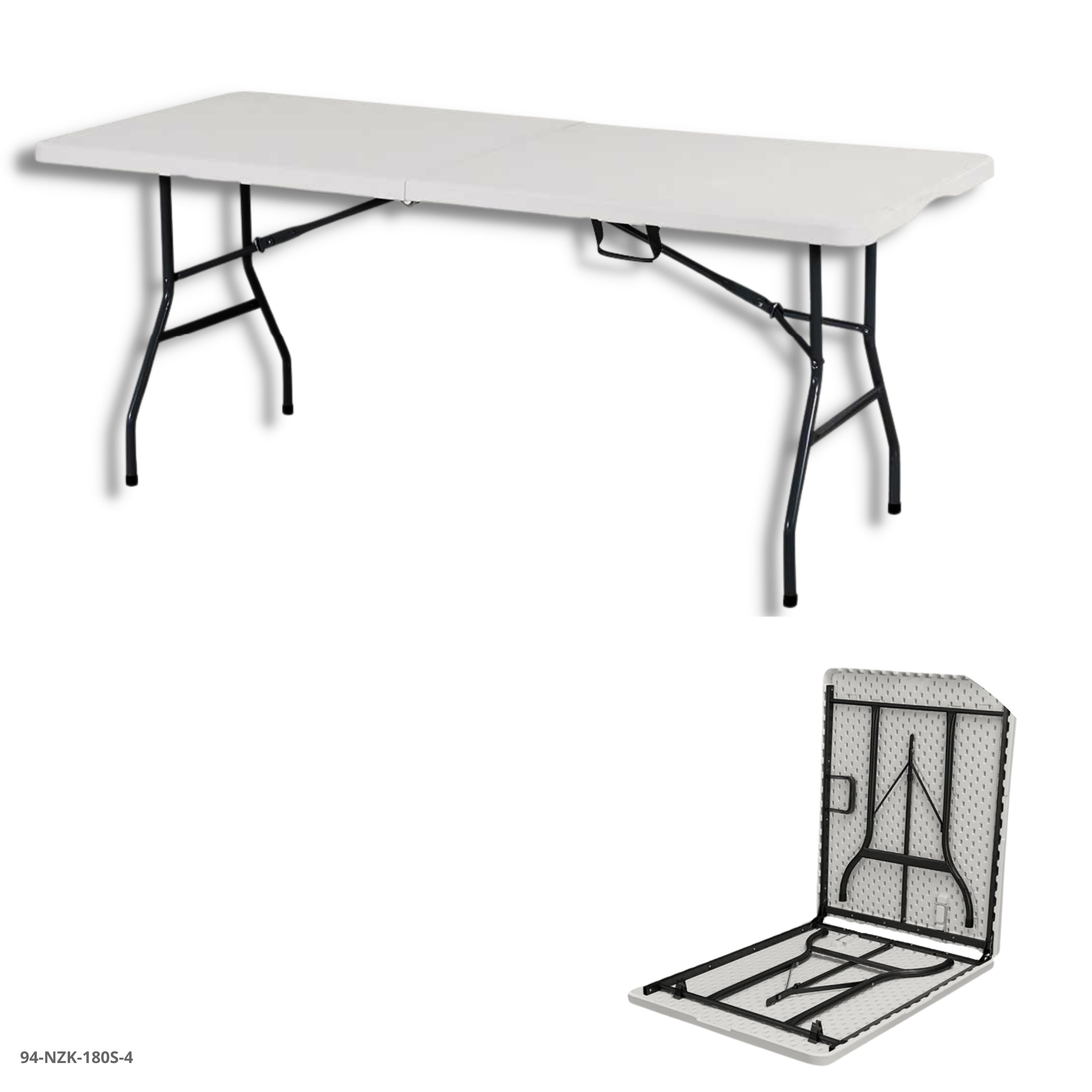 MESA 6' PLEGABLE DE PLASTICO BLANCO ESP 3.3 CM 180 CMX 70CM X 74CM EMPQ PLATICO