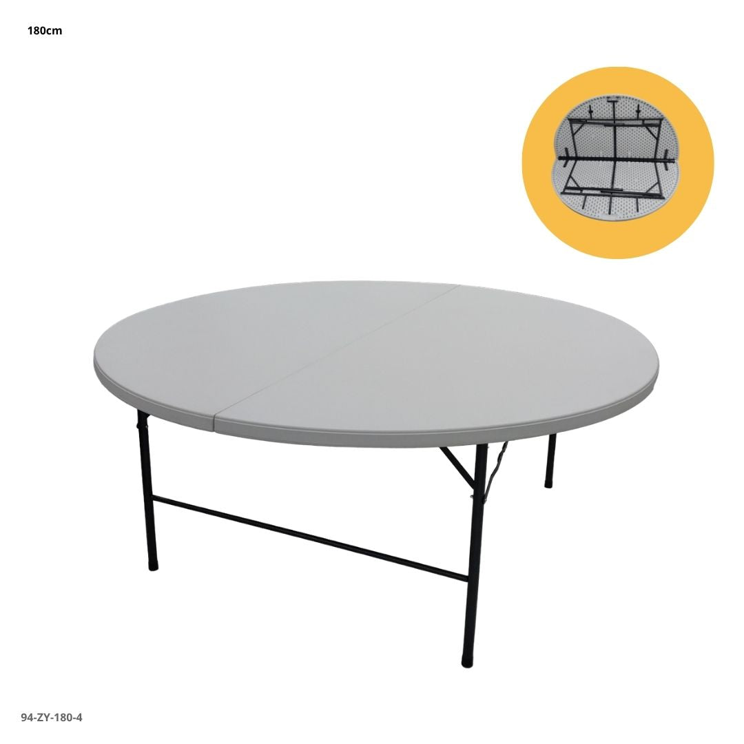 MESA REDONDA 180CM PLEGABLE BLANCO 180 X 74cm ZY-180