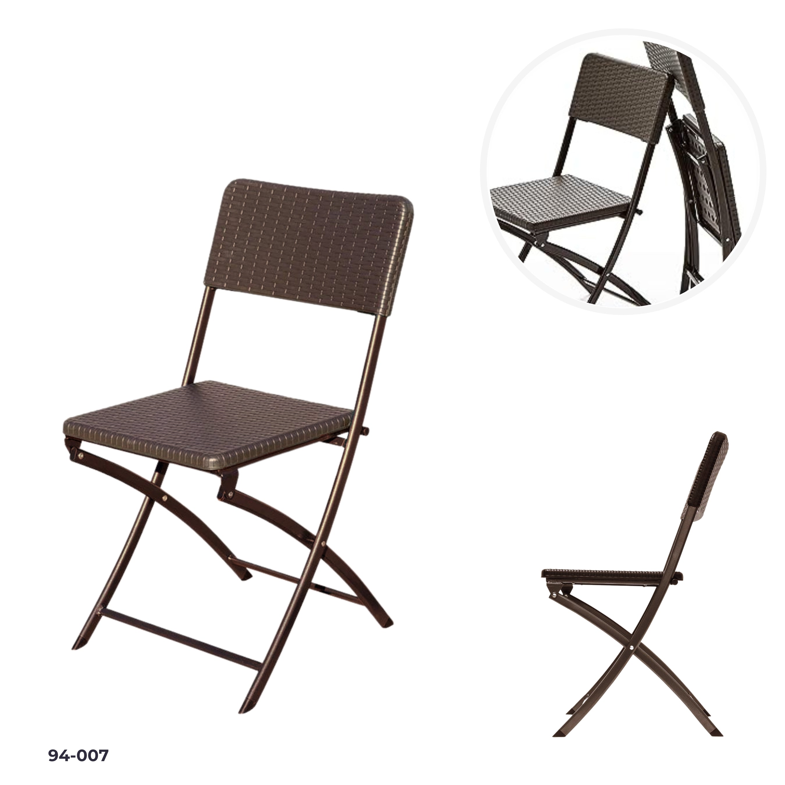 SILLA PLASTICA PLEGABLE RATTAN CHOCOLATE 57X44.5X80.5CM YC-041