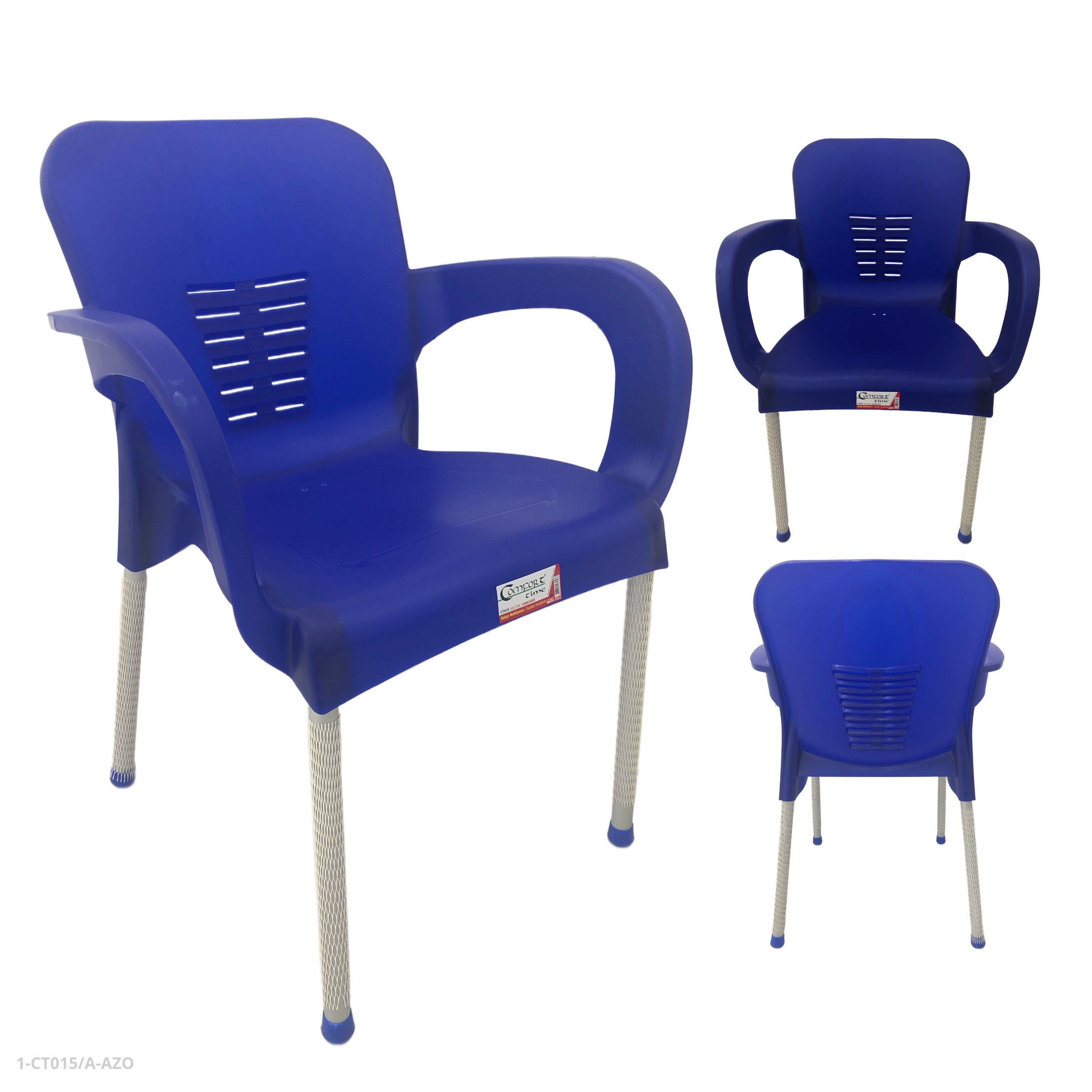 OSC BLUE PLASTIC CHAIRS. KIRCICEGI ALUMINUM 59.5CM*59CM*81CM / 1-CT015/A-AZO