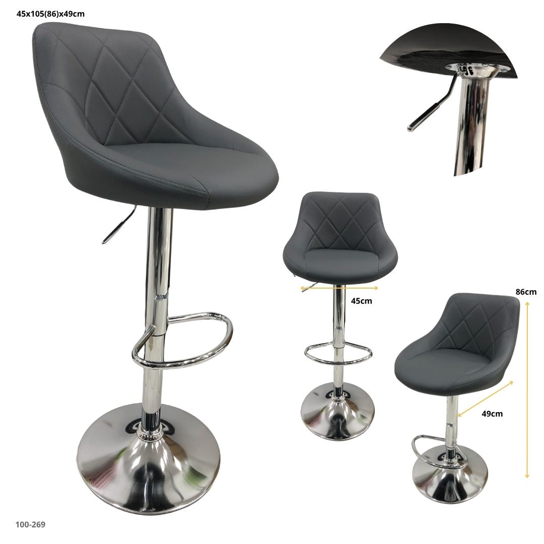 SILLA DE BAR GRIS/BASE CROMADA