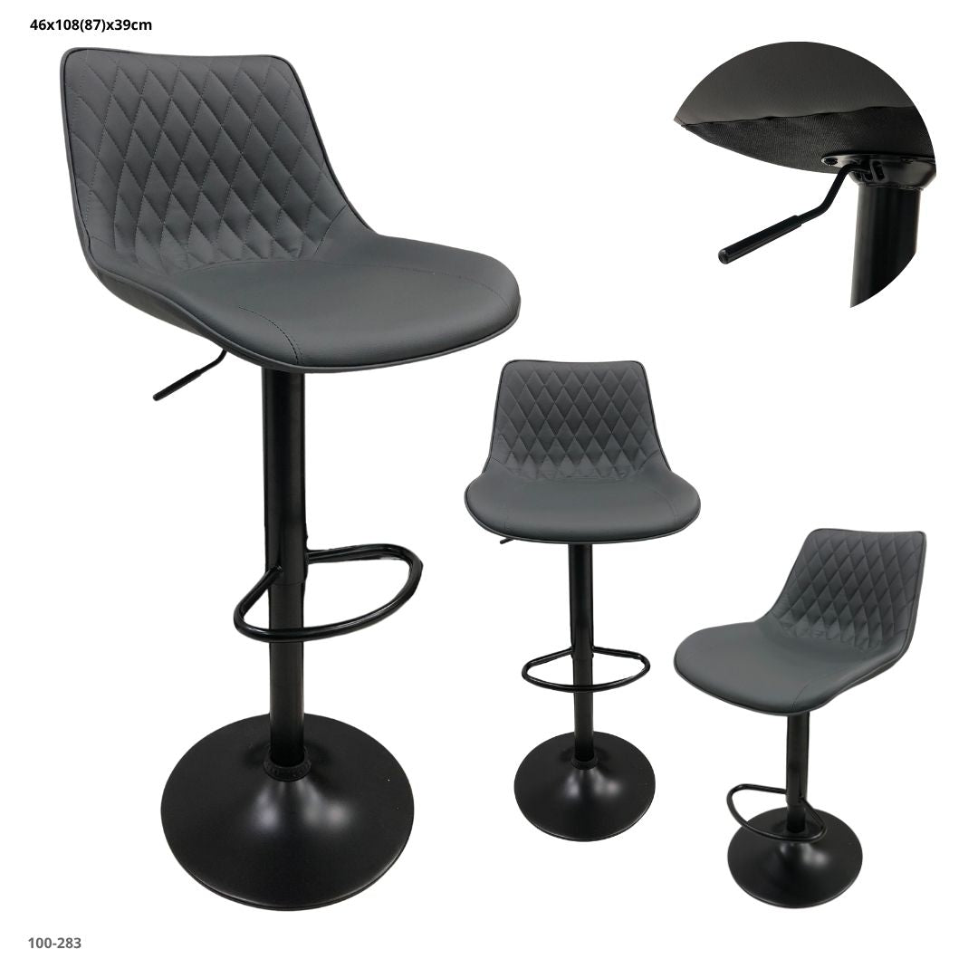 SILLA DE BAR GRIS/BASE NEGRA
