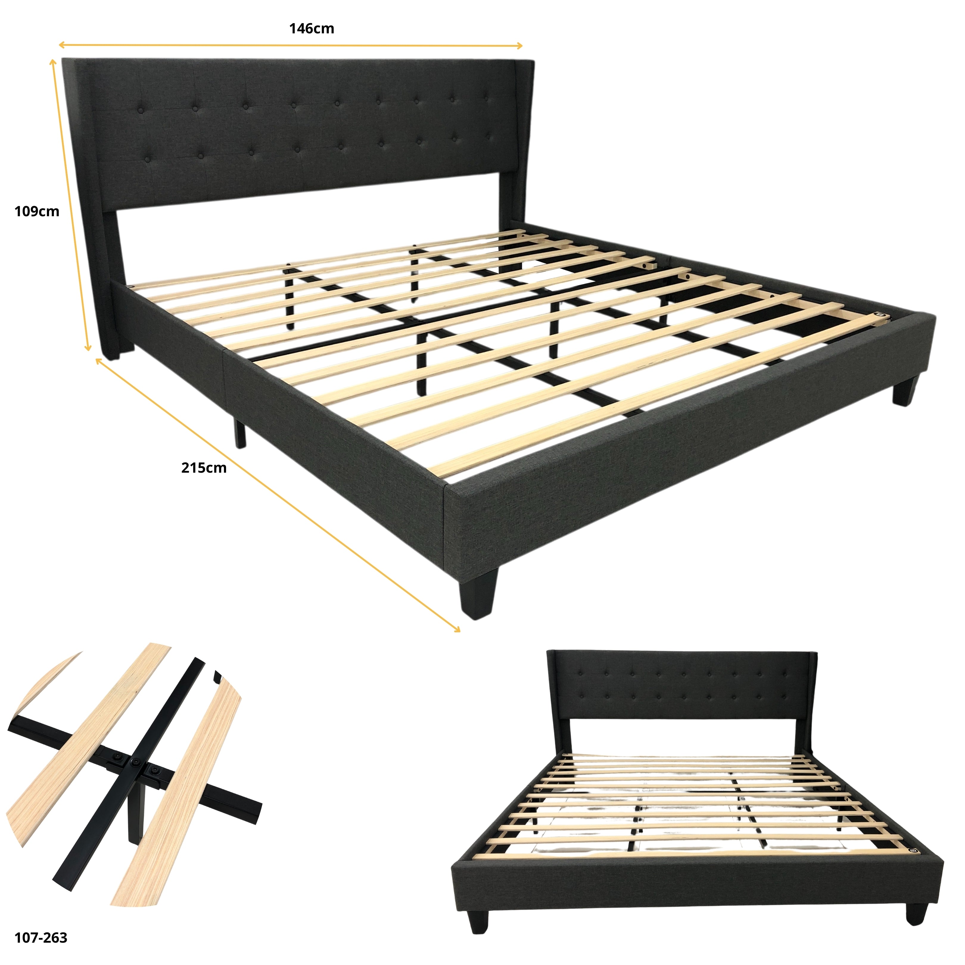 CAMA KING GRIS OSCURO