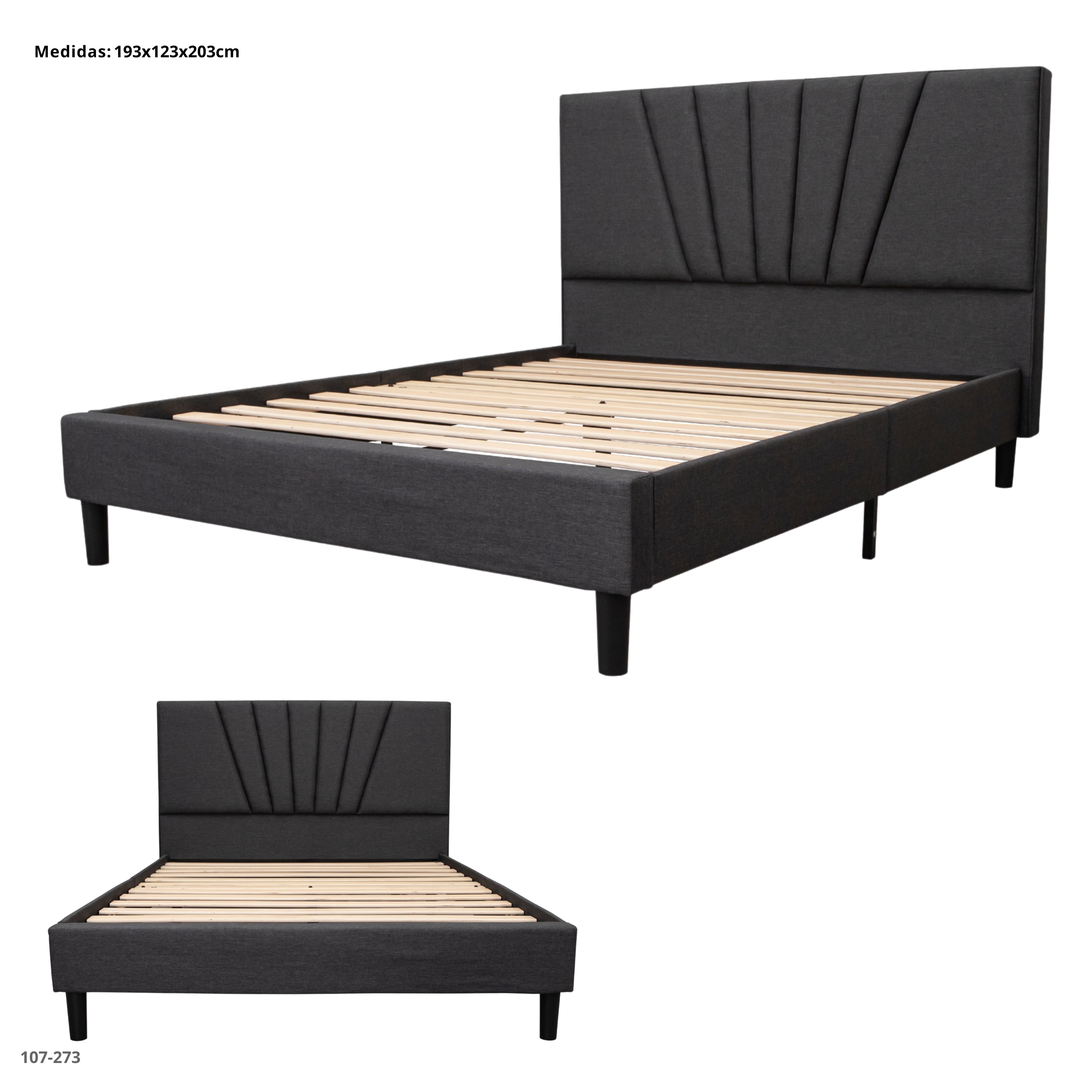 CAMA KING GRIS OSCURO