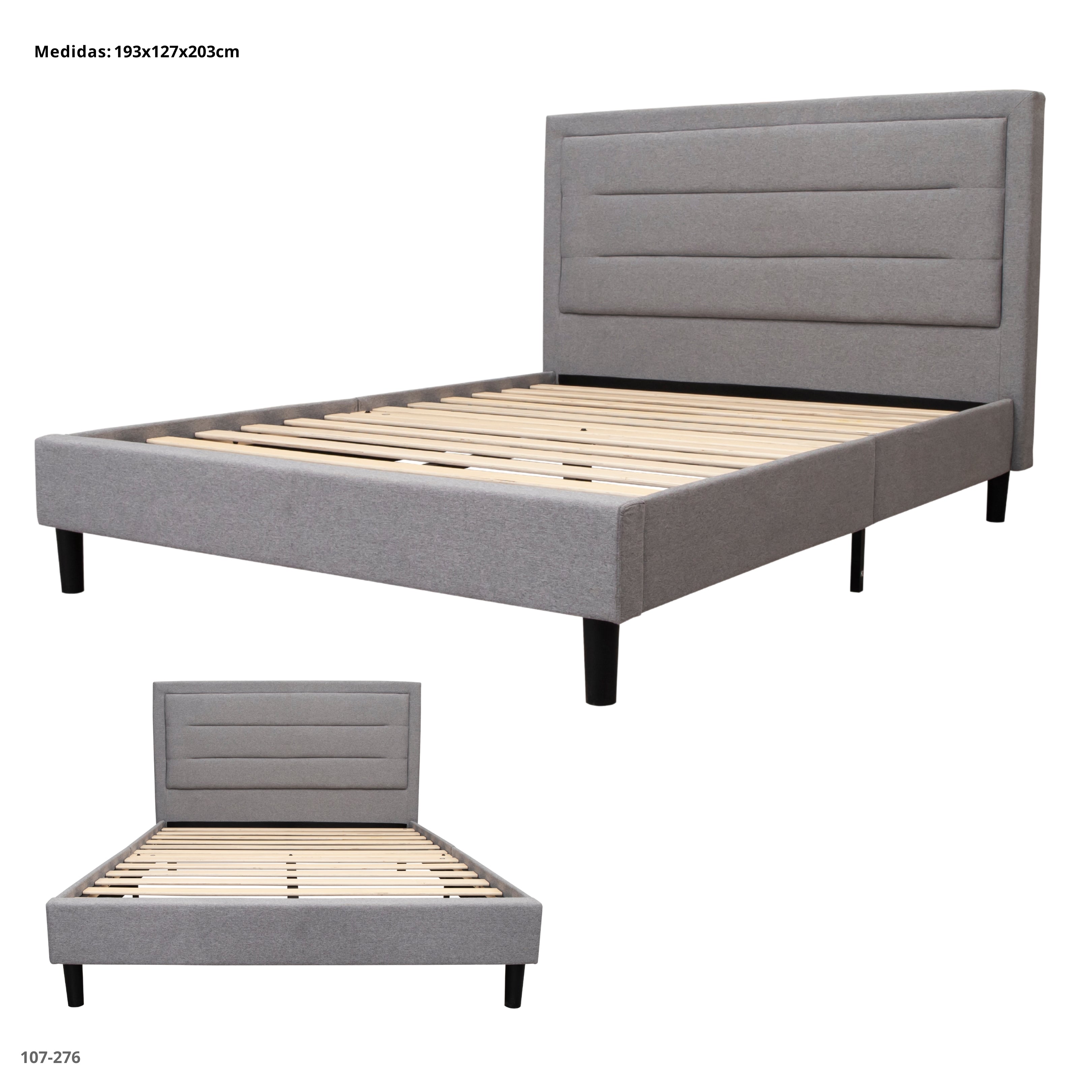 CAMA KING GRIS CLARO