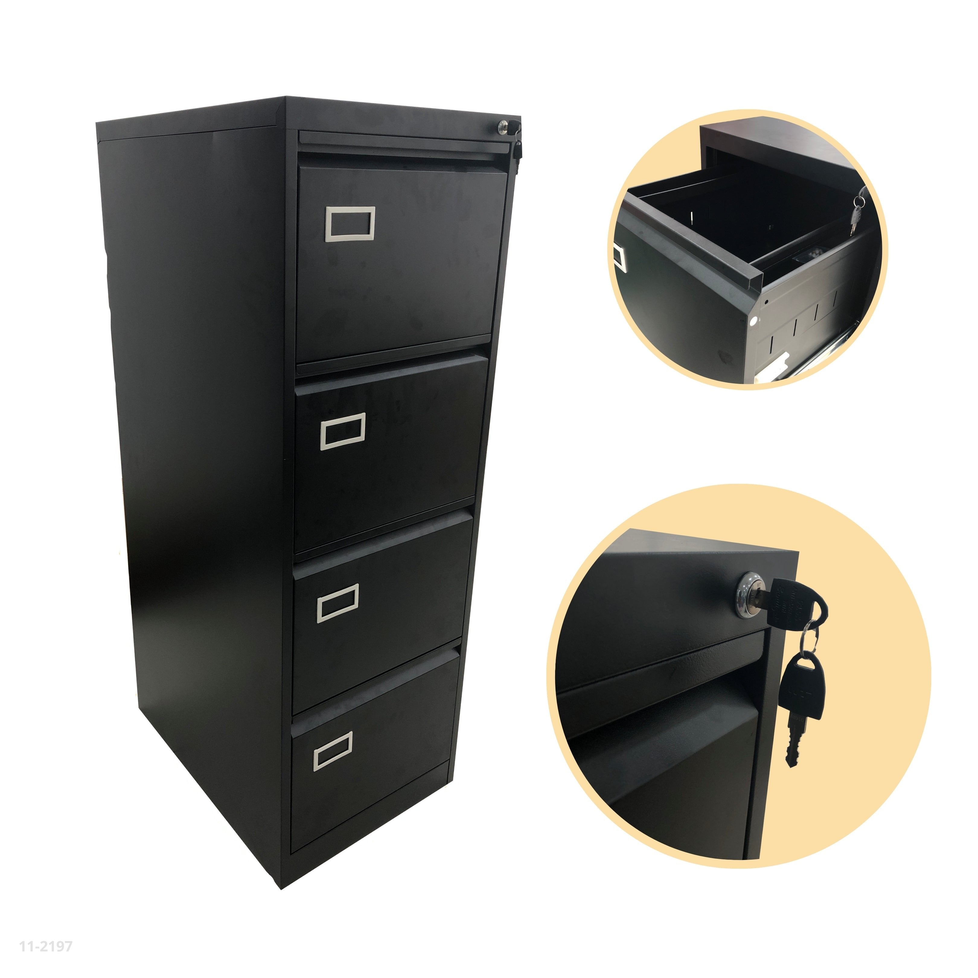 METAL FILE FILE WITH 4 BLACK DRAWERS / 11-2197