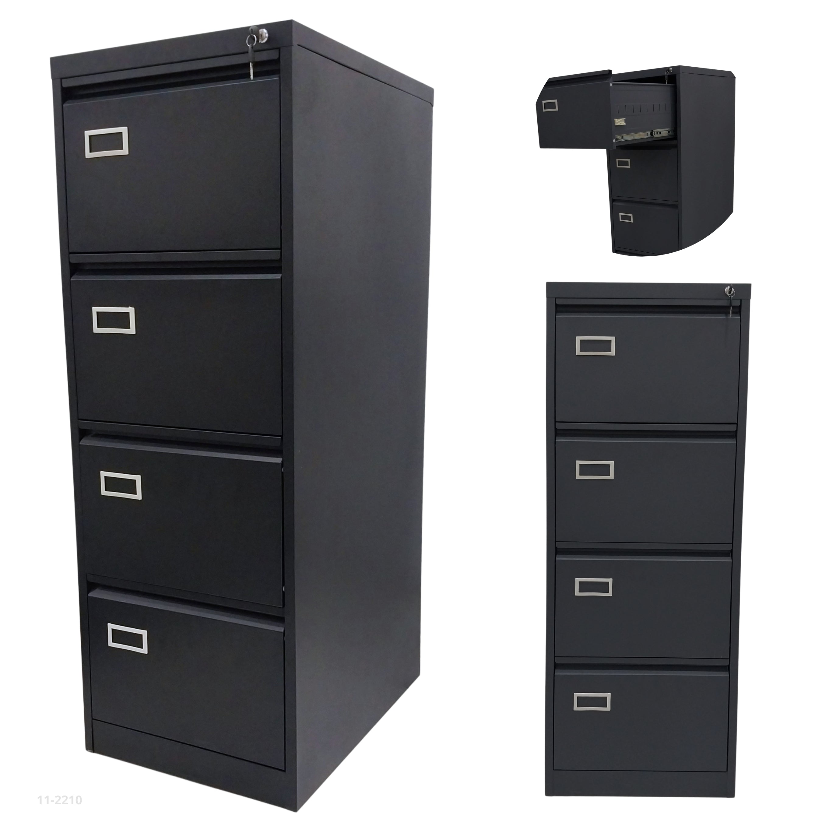 METAL FILE FILE WITH 4 BLACK DRAWERS / 11-2197