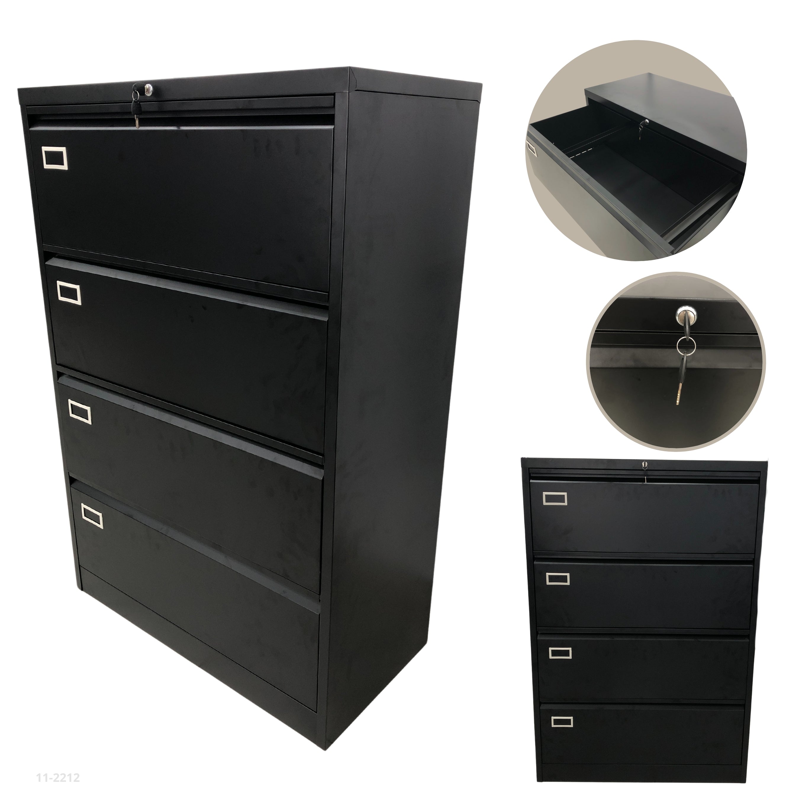 ARCHIVADOR LATERAL METALICO 4 GAVETAS NEGRO