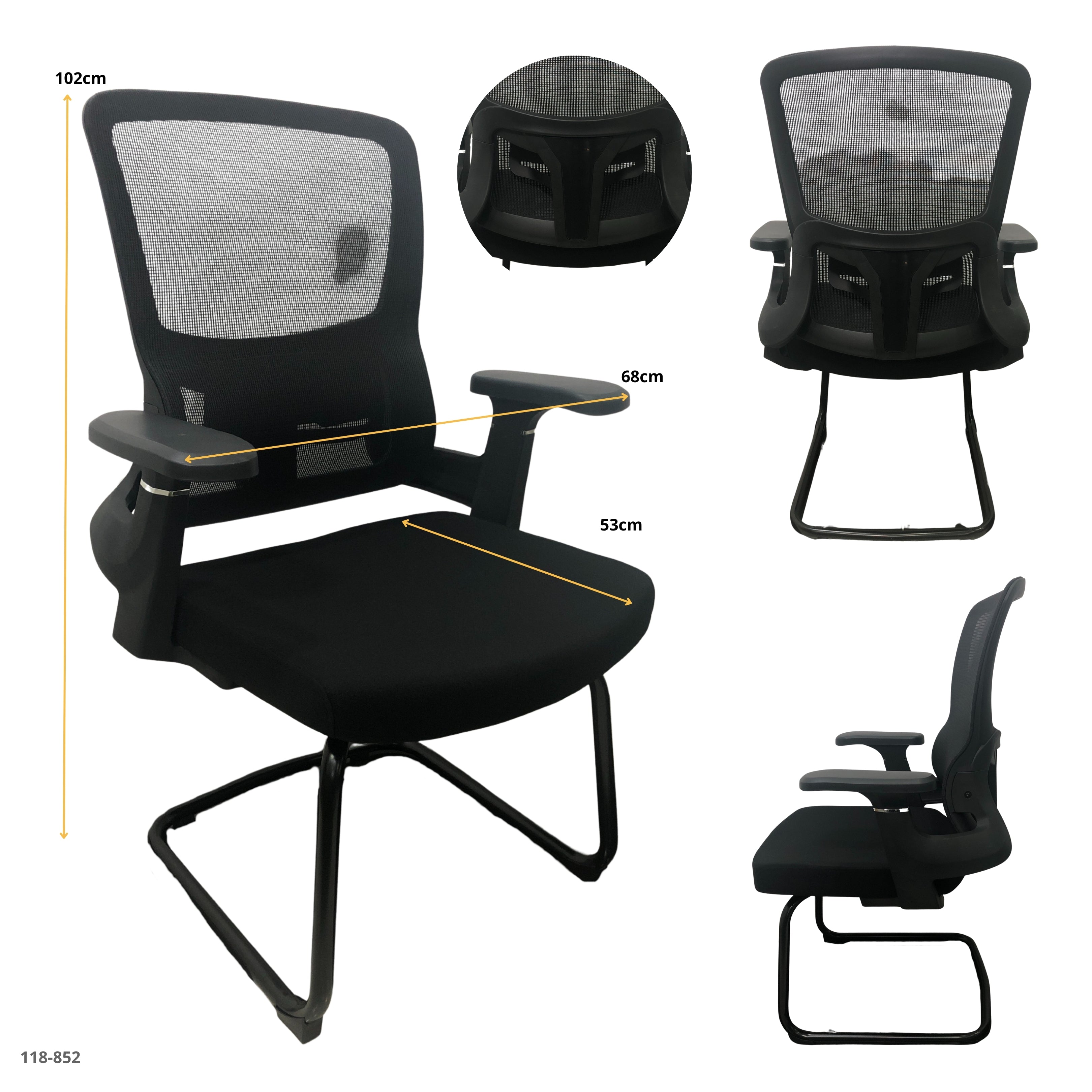 SILLA DE OFICINA NEGRA SIN RUEDAS