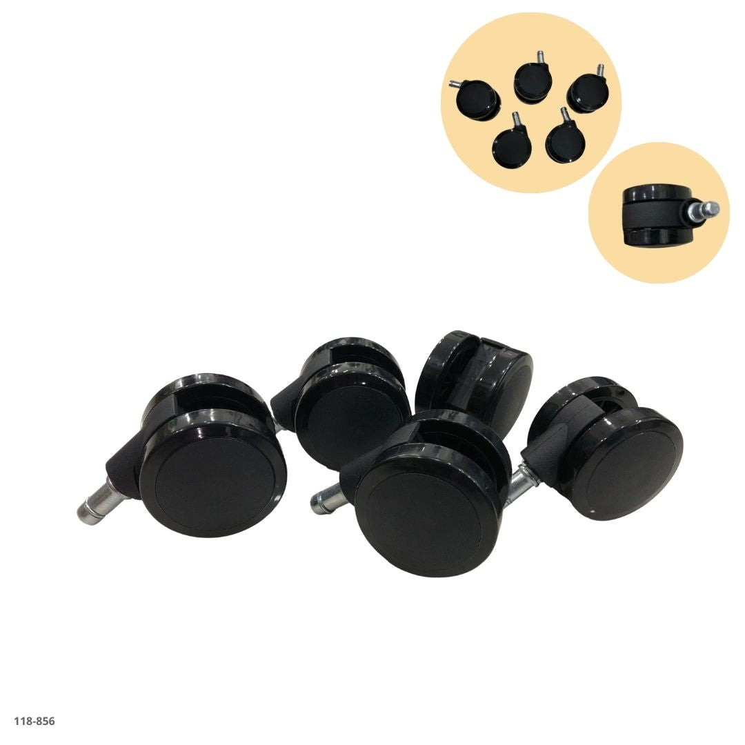 RUEDAS NEGRAS PARA SILLAS DE OFICINA 60MM