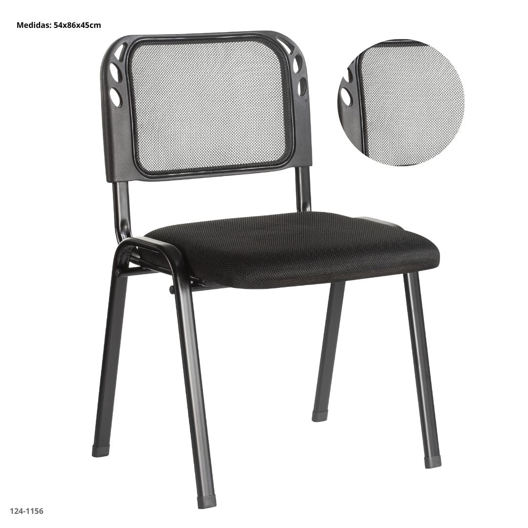 SILLA DE ESPERA METAL/COJIN/PLASTICA 6CM  FIJA NEGRO