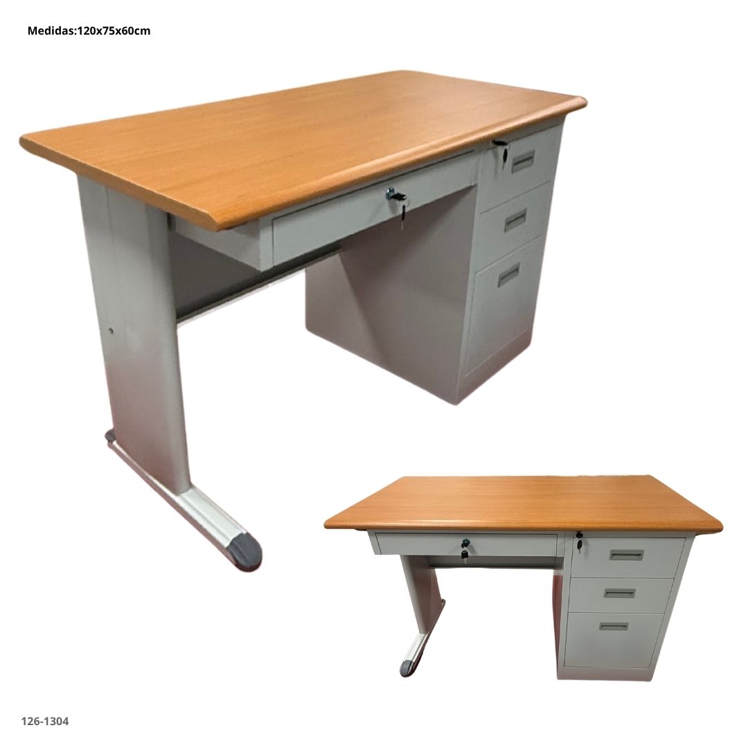 ESCRITORIO DE OFICINA METALICO GRIS CLARO CON 4 GAVETAS 120*60*75CM