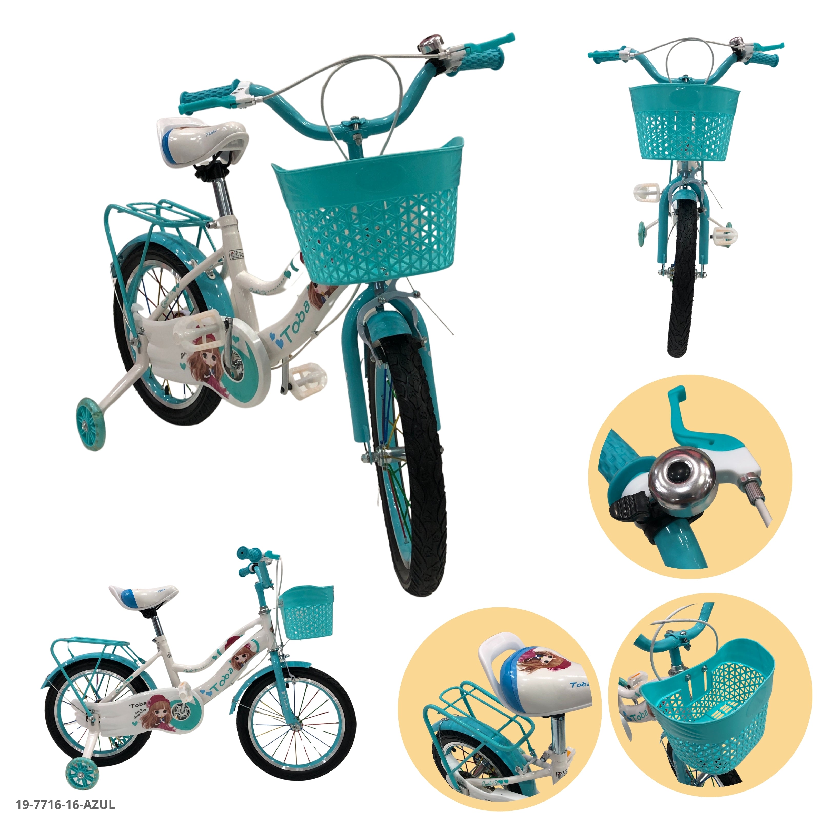 BICICLETA AZUL 16" C/CANASTA
