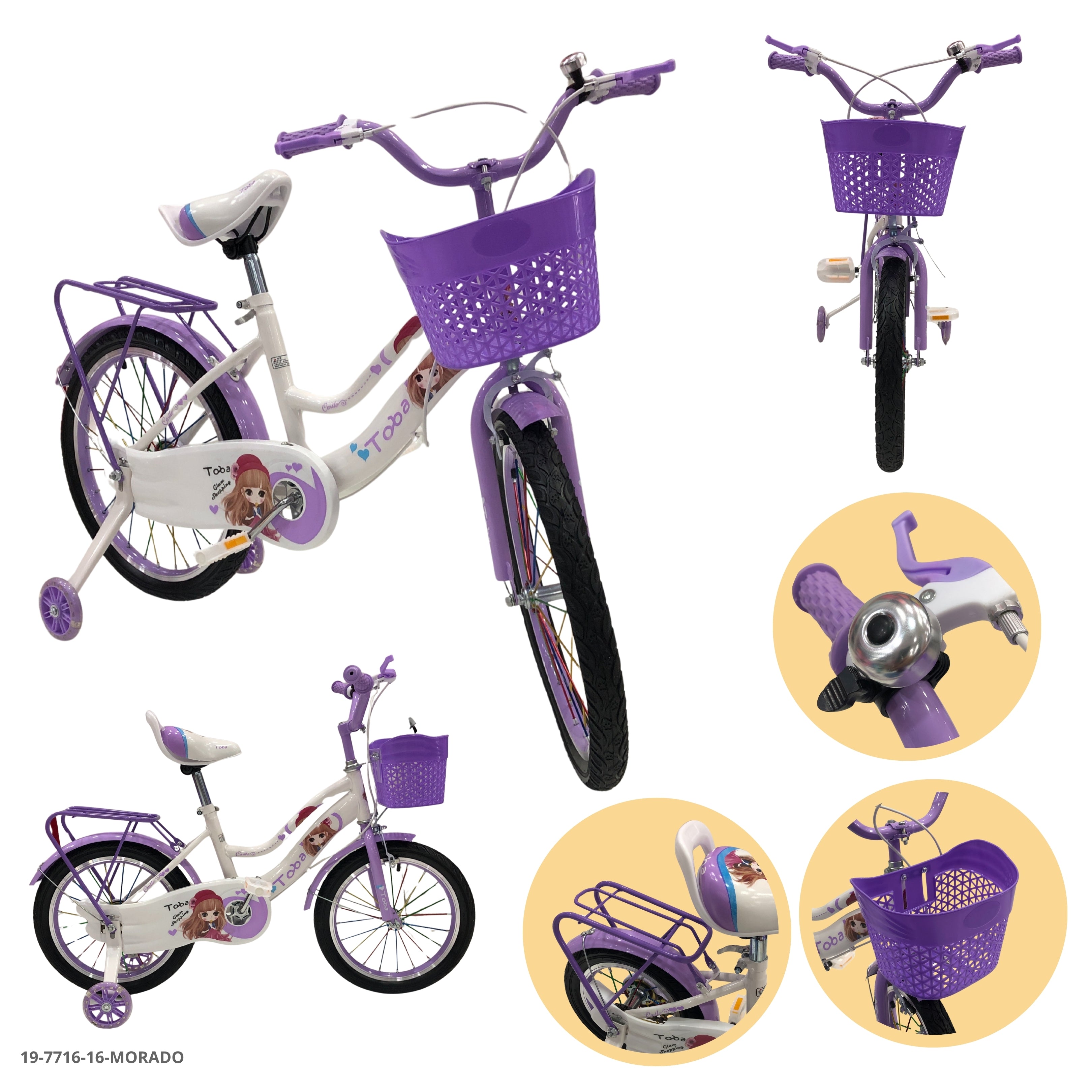BICICLETA MORADO 16" C/CANASTA