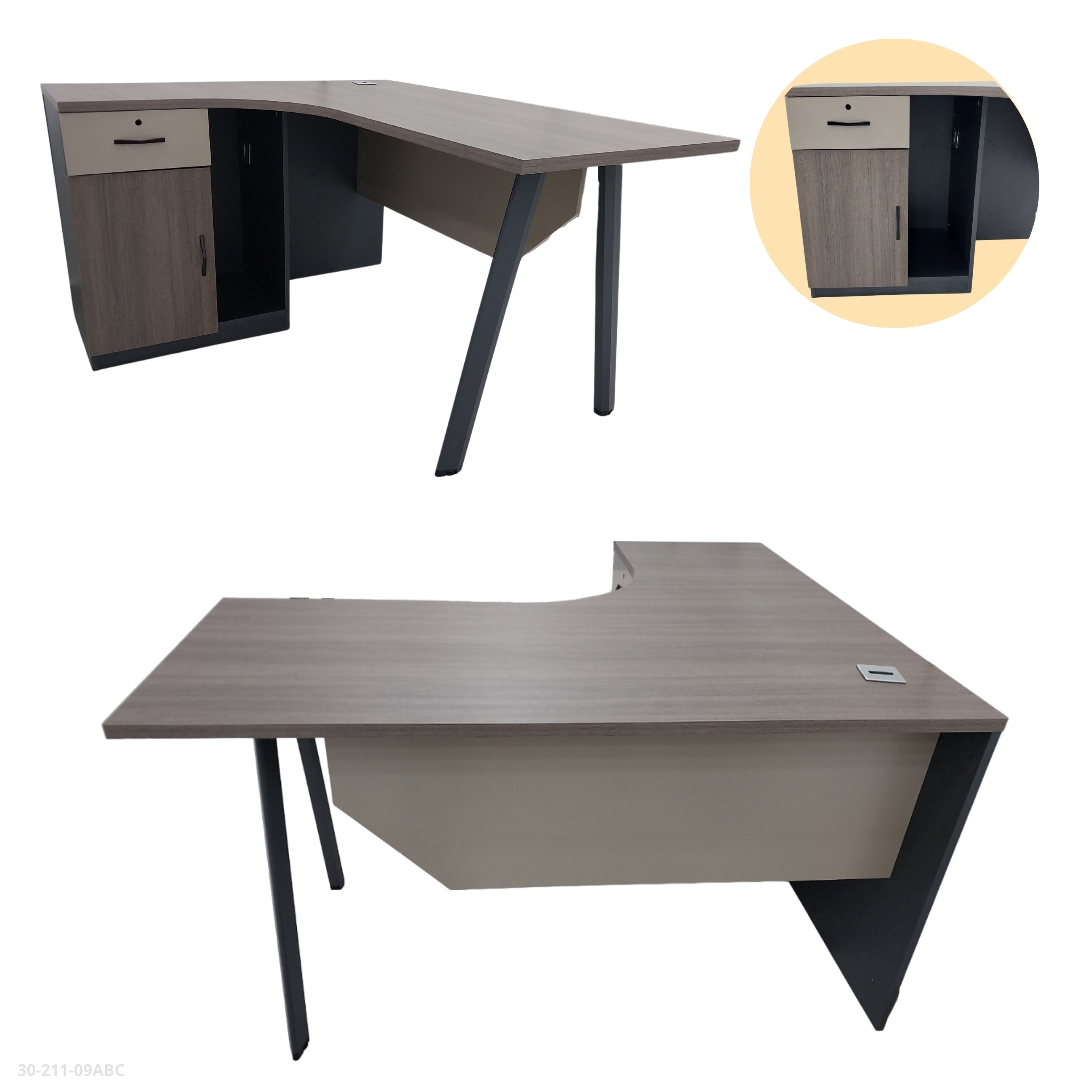 MESA L- P/METAL 140*120*75CM CON GABINETE IZQUIERDO