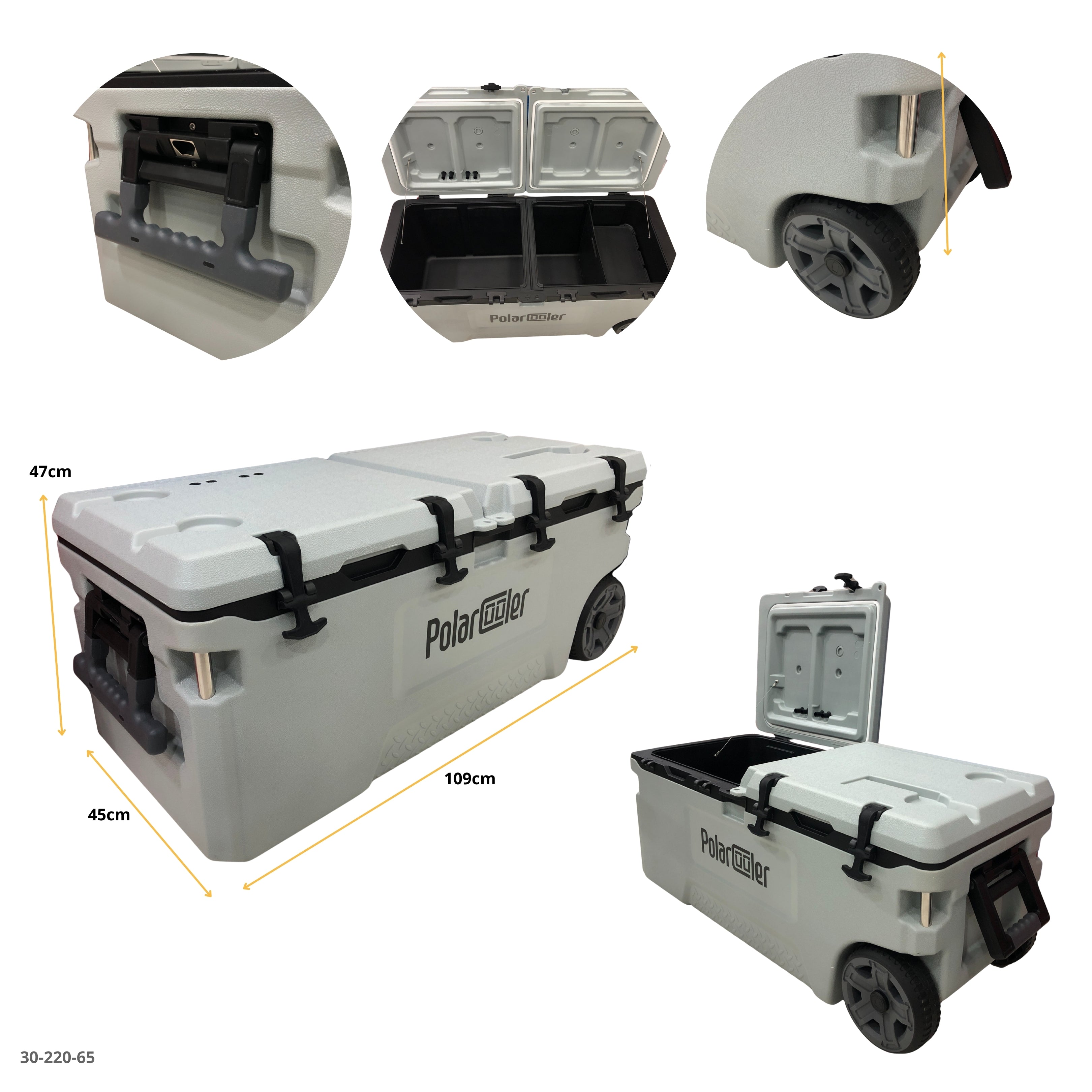 HIELERA C/RUEDAS GRIS CLARO 120L