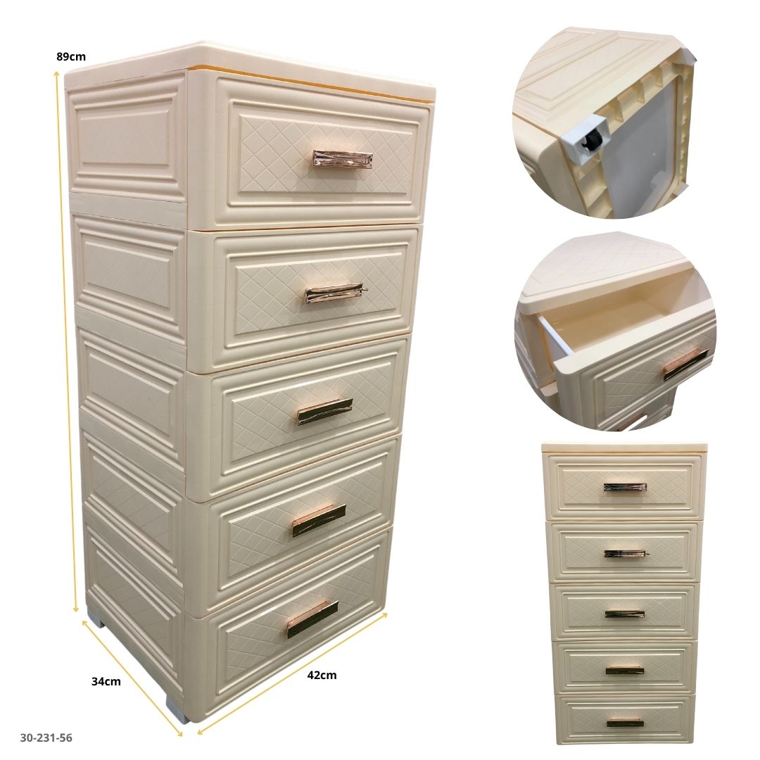 GAVETERO CREMA 5 GVTAS 43cmX89cm